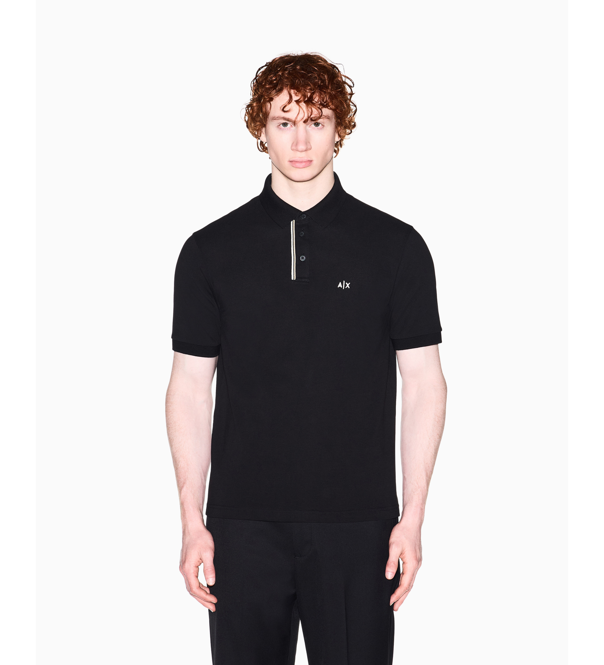 A|X Armani Exchange für Herren. XM002067AF10366UC001 Poloeinsatz schwarz (XL), Lässig, Baumwolle, Kurzarm