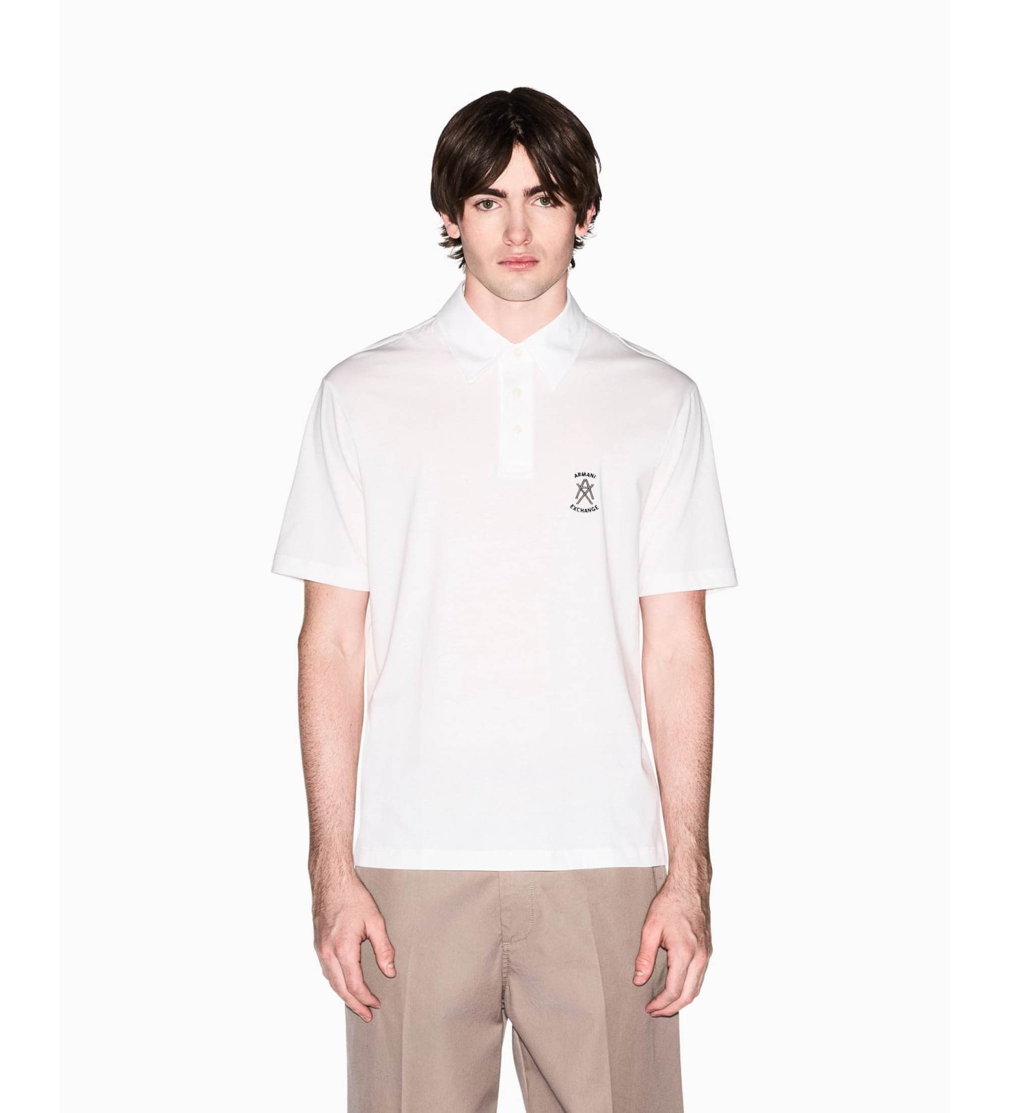 A|X Armani Exchange für Herren. XM002209AF10364U0009 Regular Polo Weiß (XL), Lässig, Baumwolle, Kurzarm