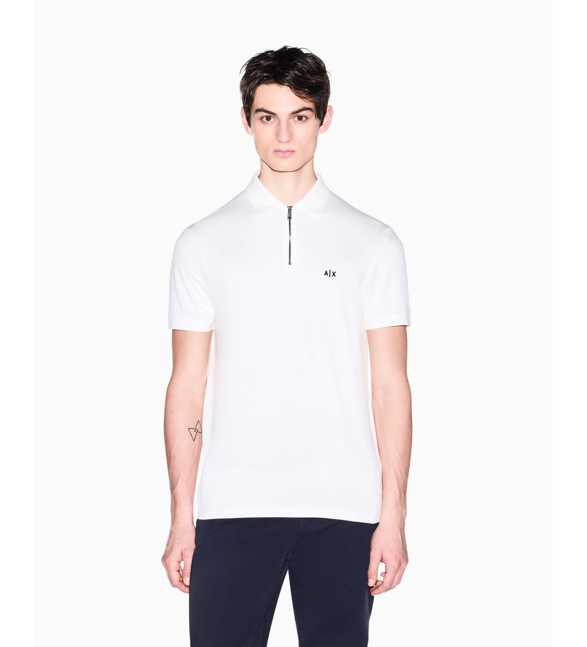 A|X Armani Exchange für Herren. XM002372AF21936U0009 Stoff Poloshirt weiß (L), Lässig, Viskose, Kurzarm