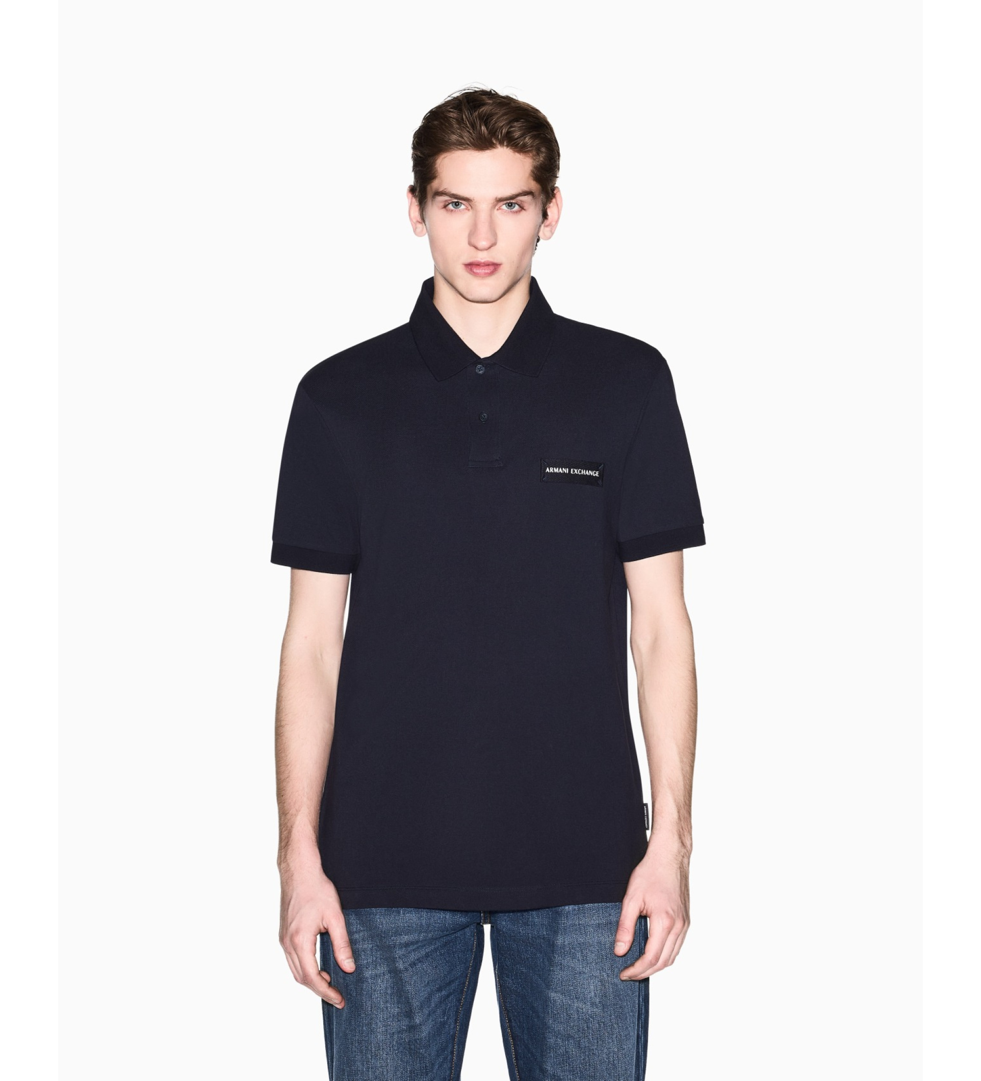 A|X Armani Exchange für Herren. XM002390AF13026UB101 Poloshirt aus Baumwolle, marineblau (L), Lässig, Klassisch, Kurzarm