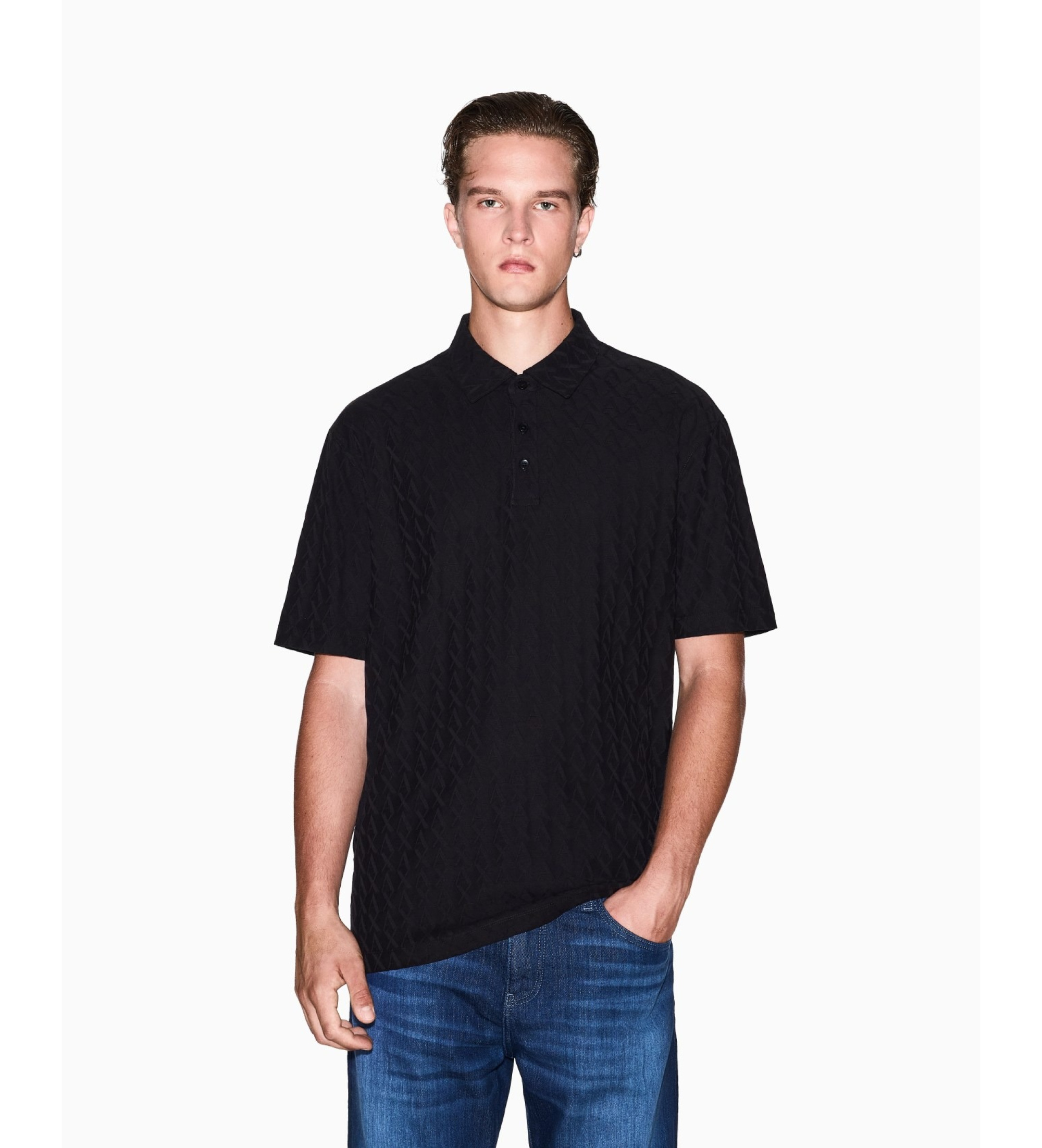 A|X Armani Exchange für Herren. XM001292AF10337UC001 Polo Elegant schwarz (L), Lässig, Baumwolle, Kurzarm