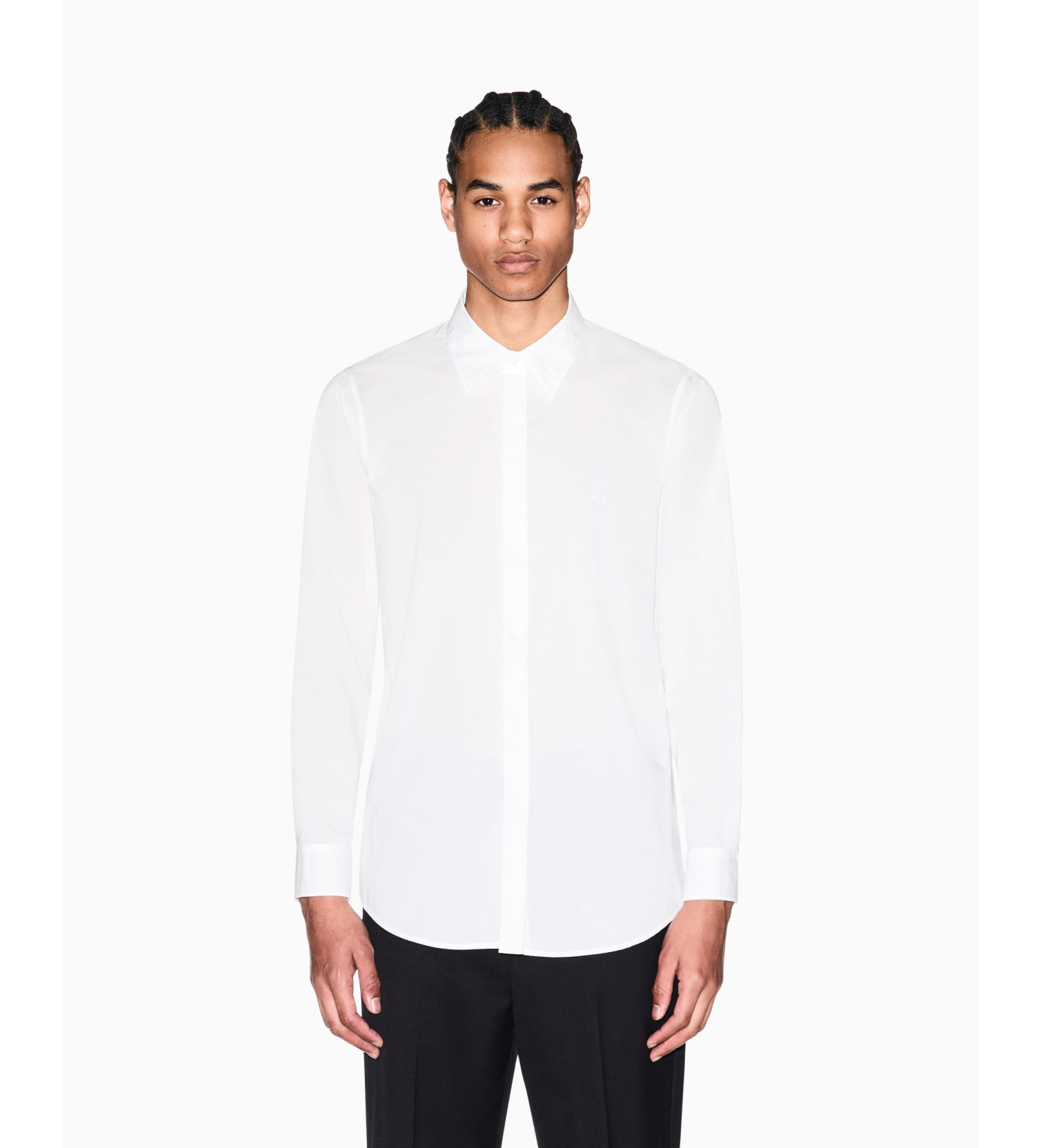 A|X Armani Exchange für Herren. XM002319AF24533U0009 Weißes Baumwollhemd (XXL), Lässig, Baumwolle, Klassisch, Langarm