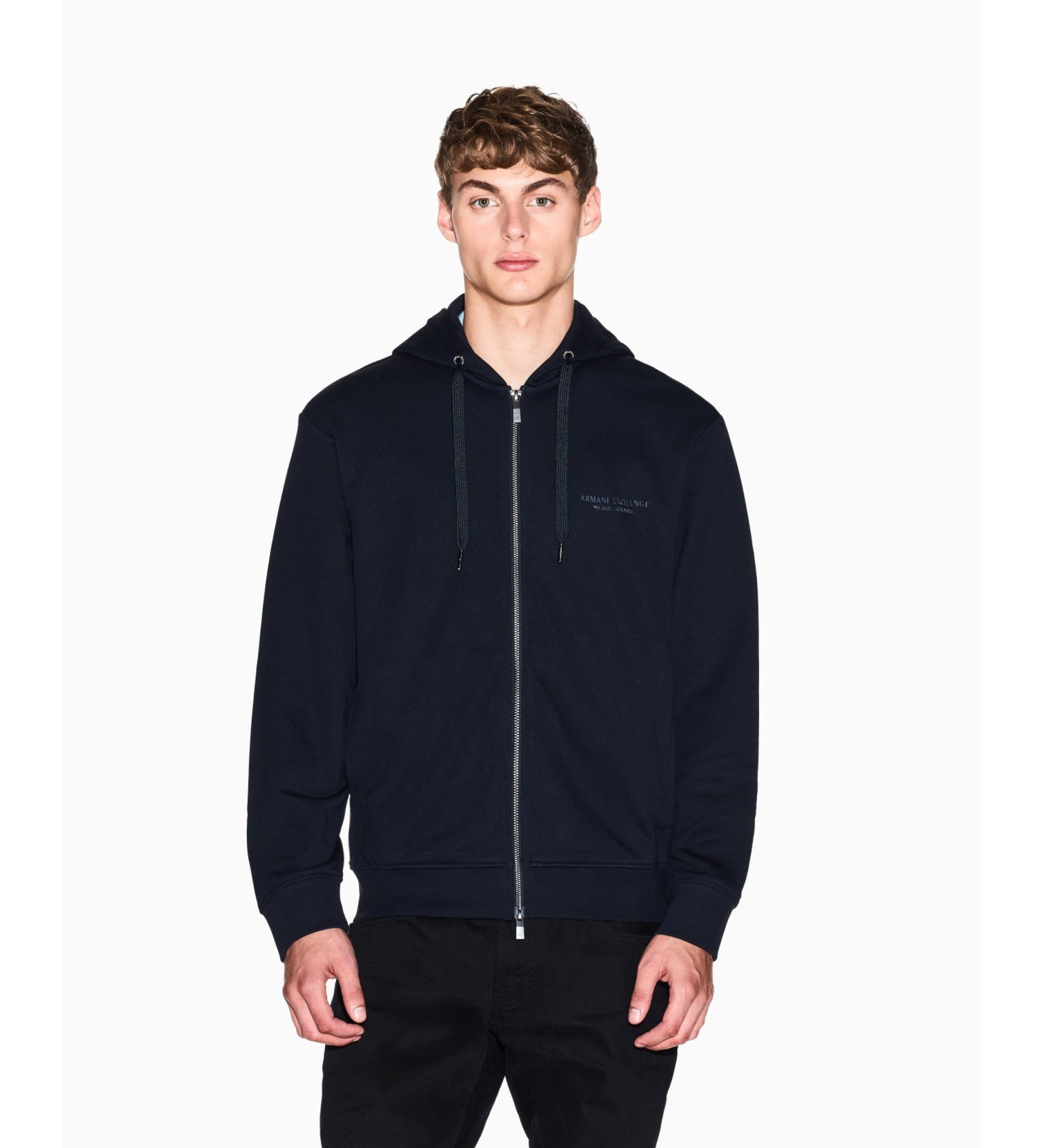 A|X Armani Exchange für Herren. XM001293AF20934UB101 Basic-Sweatshirt mit marineblauem Reißverschluss (L), Lässig, Baumwolle