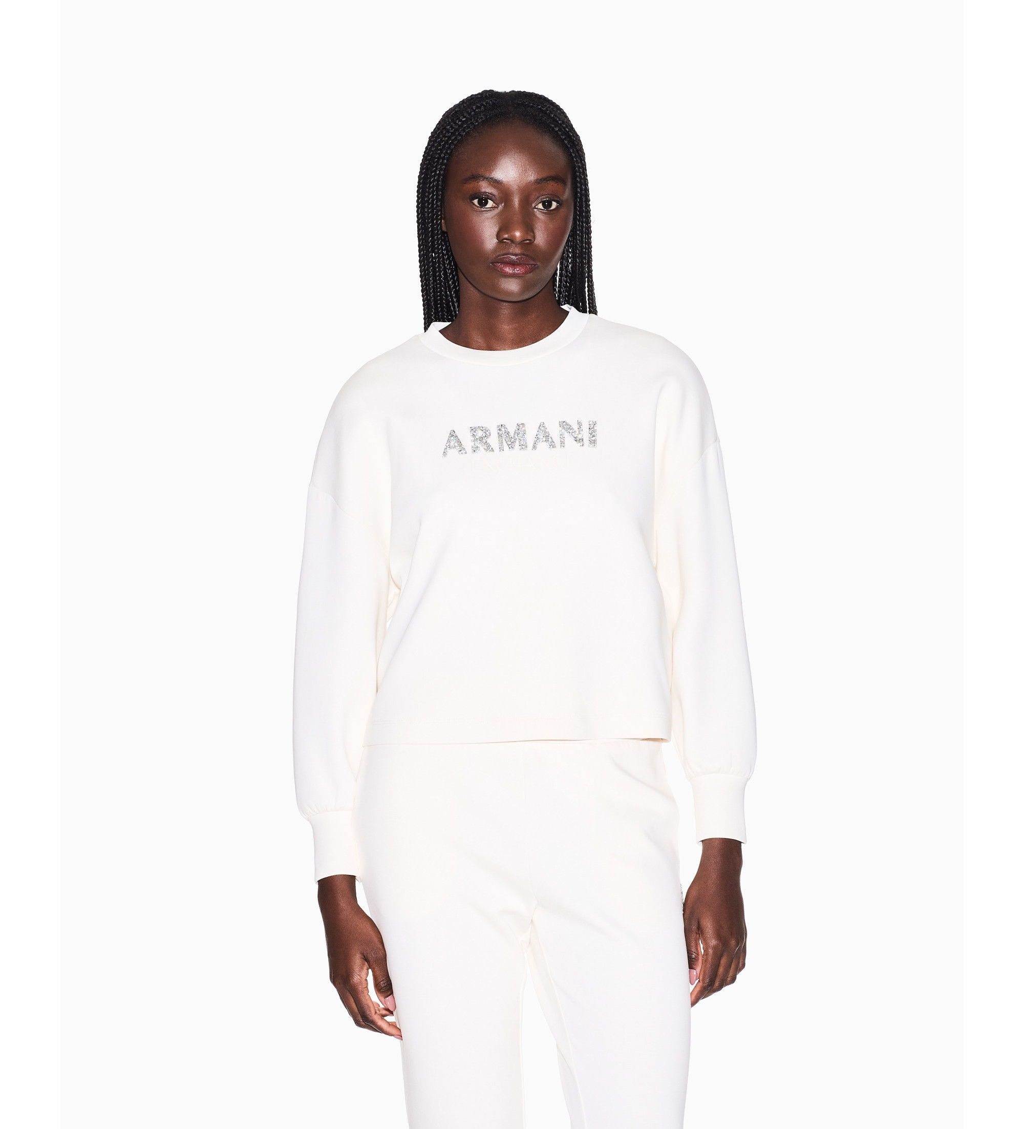 A|X Armani Exchange für Damen. XW002049AF21298U1003 Basic Sweatshirt weiß (M), Lässig, Baumwolle