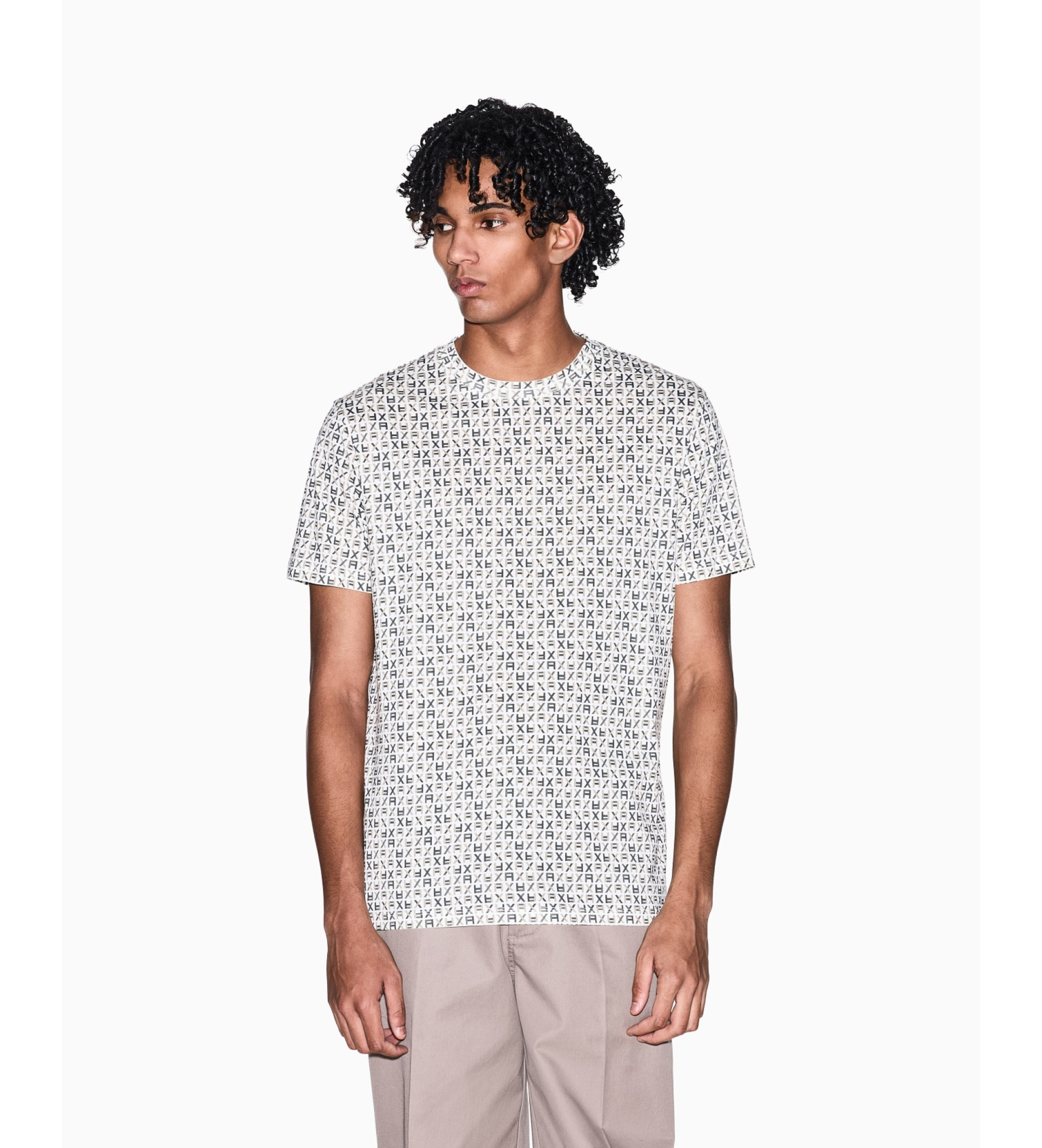 A|X Armani Exchange für Herren. XM002778AF10356F1166 Klassisches beigefarbenes T-Shirt aus Baumwolle mit normaler Passform (M), Lässig, Kurz