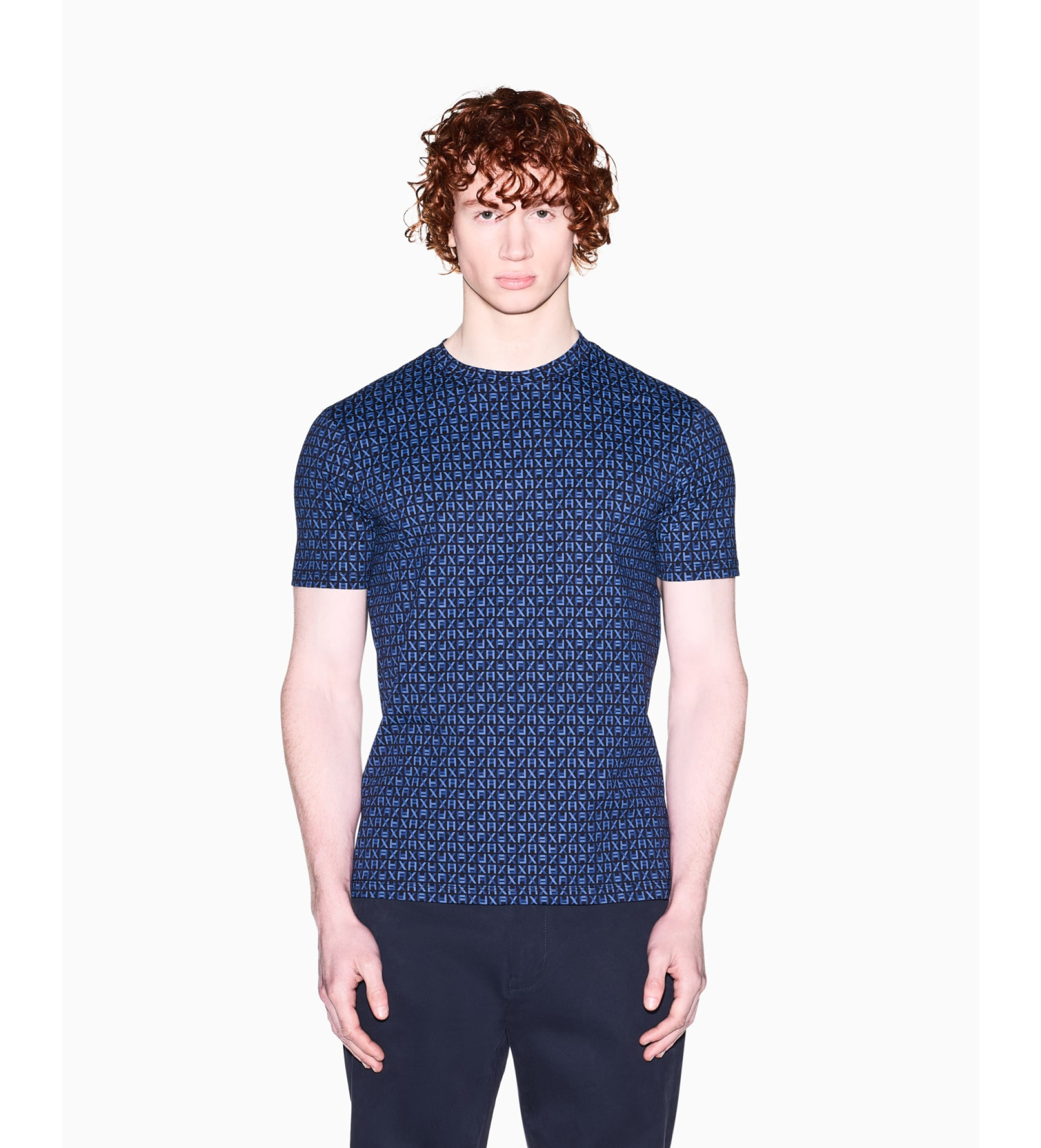 A|X Armani Exchange für Herren. XM002778AF10356FB440 Regular-T-Shirt aus klassischer navyfarbener Baumwolle (L), Lässig, Kurzarm, Marine