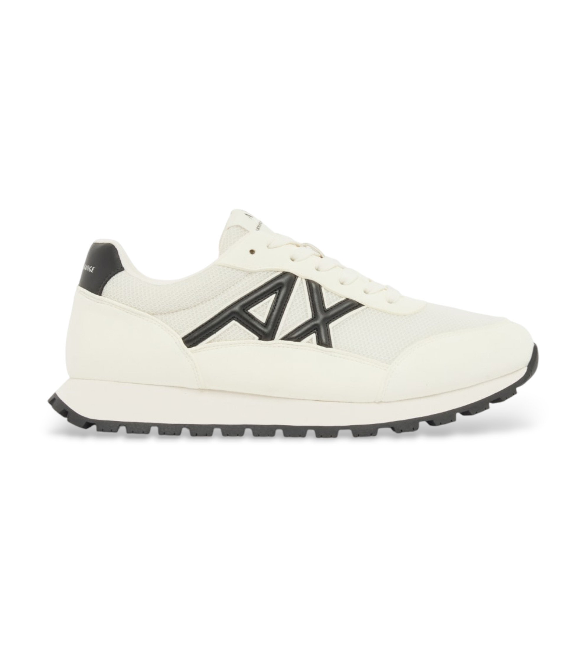 A|X Armani Exchange für Herren. XM001960AF19388M0017 Off-White Turnschuhe mit Kontrastlogo (44), Weiß, Wohnung, Schnürsenkel, Lässig