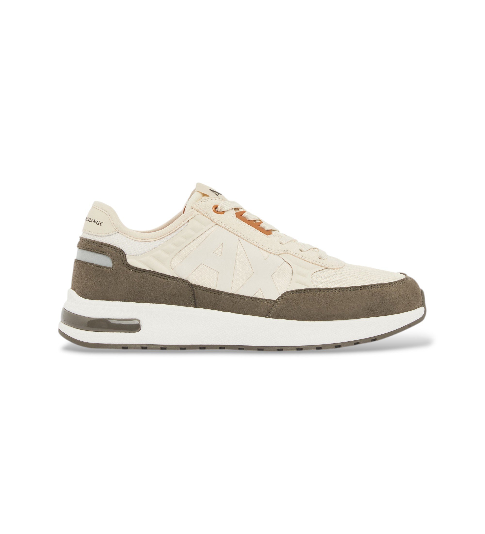 A|X Armani Exchange für Herren. XUX090XV276M1315 Turnschuhe mit hoher Sohle und beigem Logo (40), Wohnung, 1 bis 3 cm, Schnürsenkel, Lässig