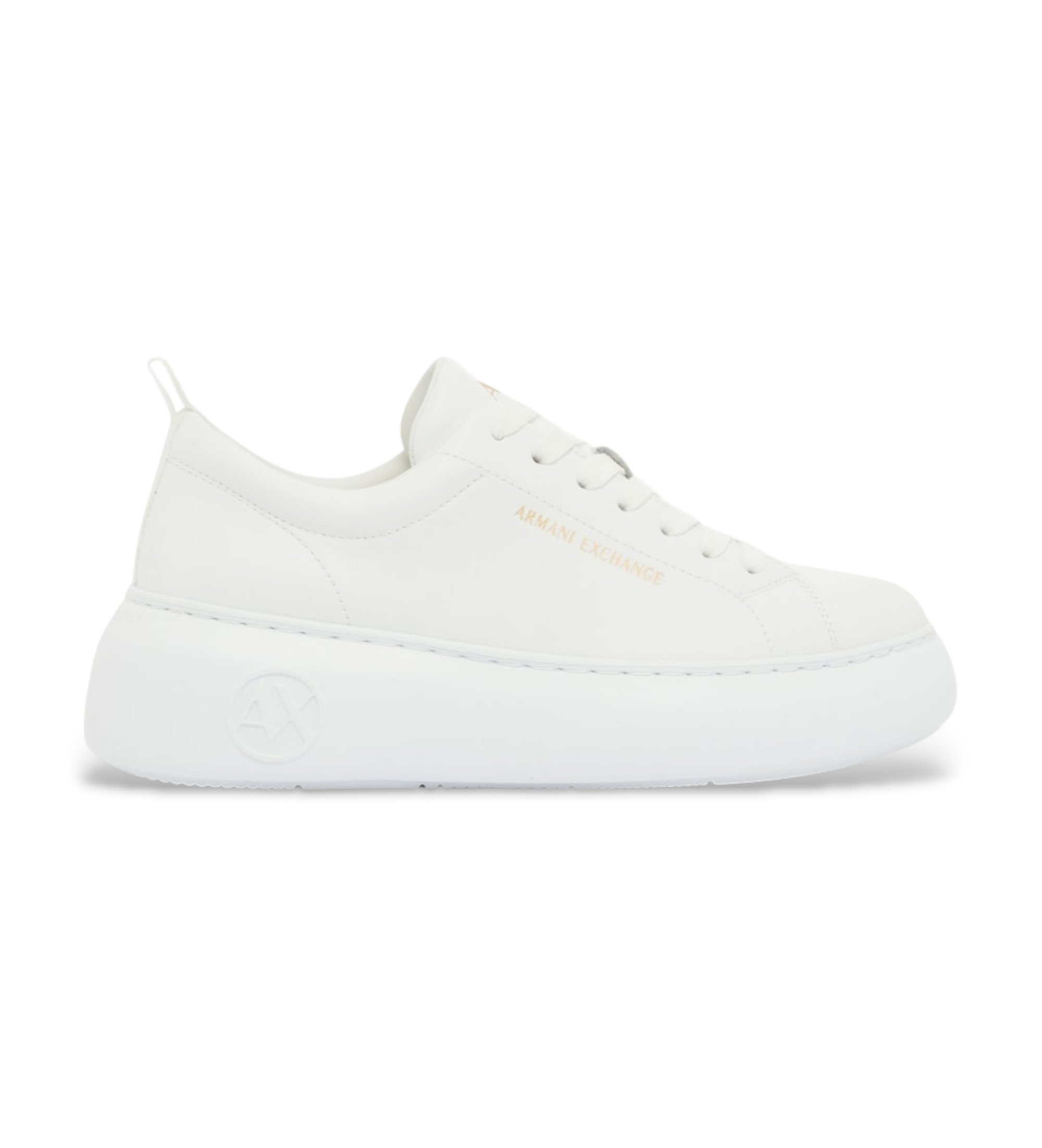 A|X Armani Exchange für Damen. XW002790AF11912U0002 Technische Leder-Sneakers weiß (36), 3 bis 5 cm, Schnürsenkel, Lässig