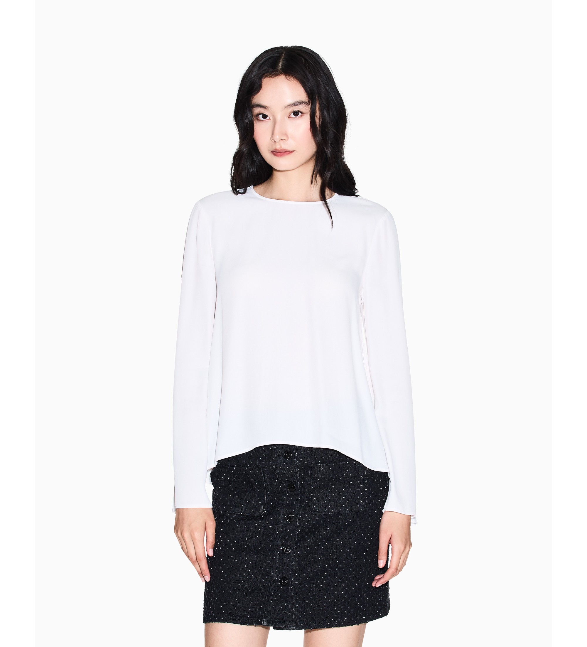 A|X Armani Exchange für Damen. XW001796AF16117U1003 Bluse Move weiß (M), Lässig, Viskose, Langarm