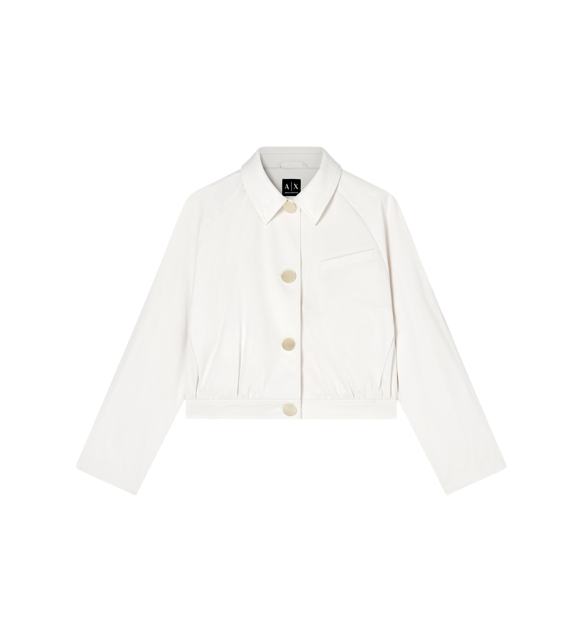 A|X Armani Exchange für Damen. XW001930AF21525U1003 Boxy Blouson-Jacke weiß (L), Lässig, Baumwolle, Langarm