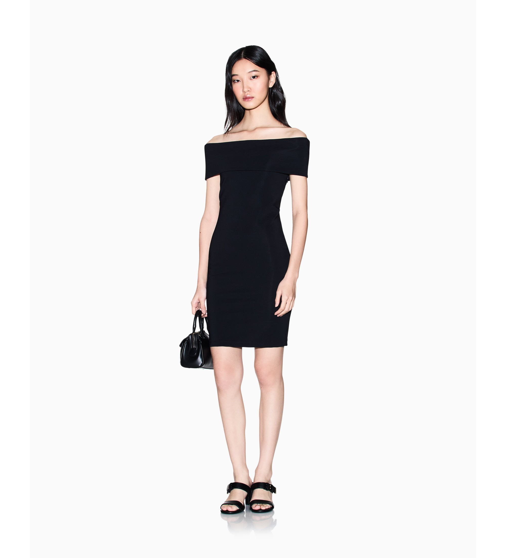 A|X Armani Exchange für Damen. XW001742AF21295UC001 Eng anliegendes schwarzes Kleid (S), Lässig, Klassisch, Polyamid, Ärmellos / Hosenträger