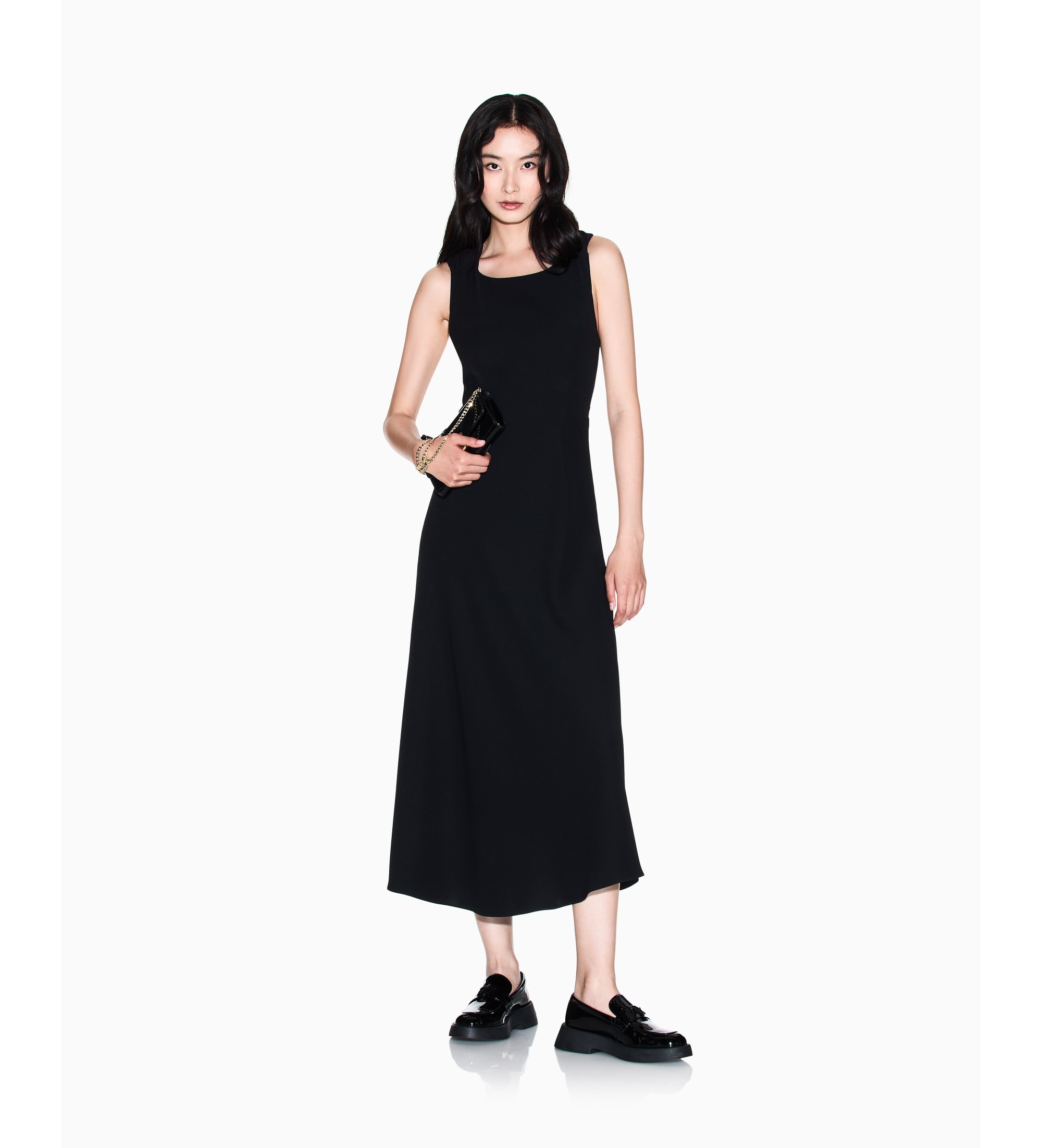 A|X Armani Exchange für Damen. XW001824AF16125UC001 Fit Kleid schwarz (S), Lässig, Polyester, Ärmellos / Hosenträger