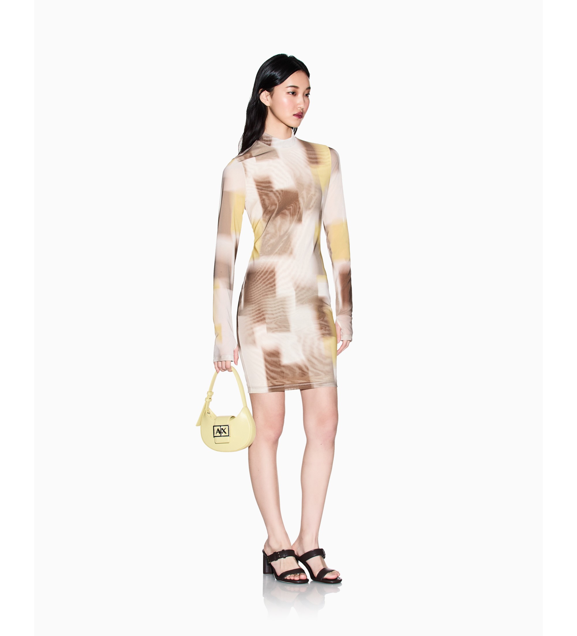 A|X Armani Exchange für Damen. XW002211AF21292F1060 Mehrfarbiges Kleid Horizon (XS), Lässig, Party, Polyamid, Langarm