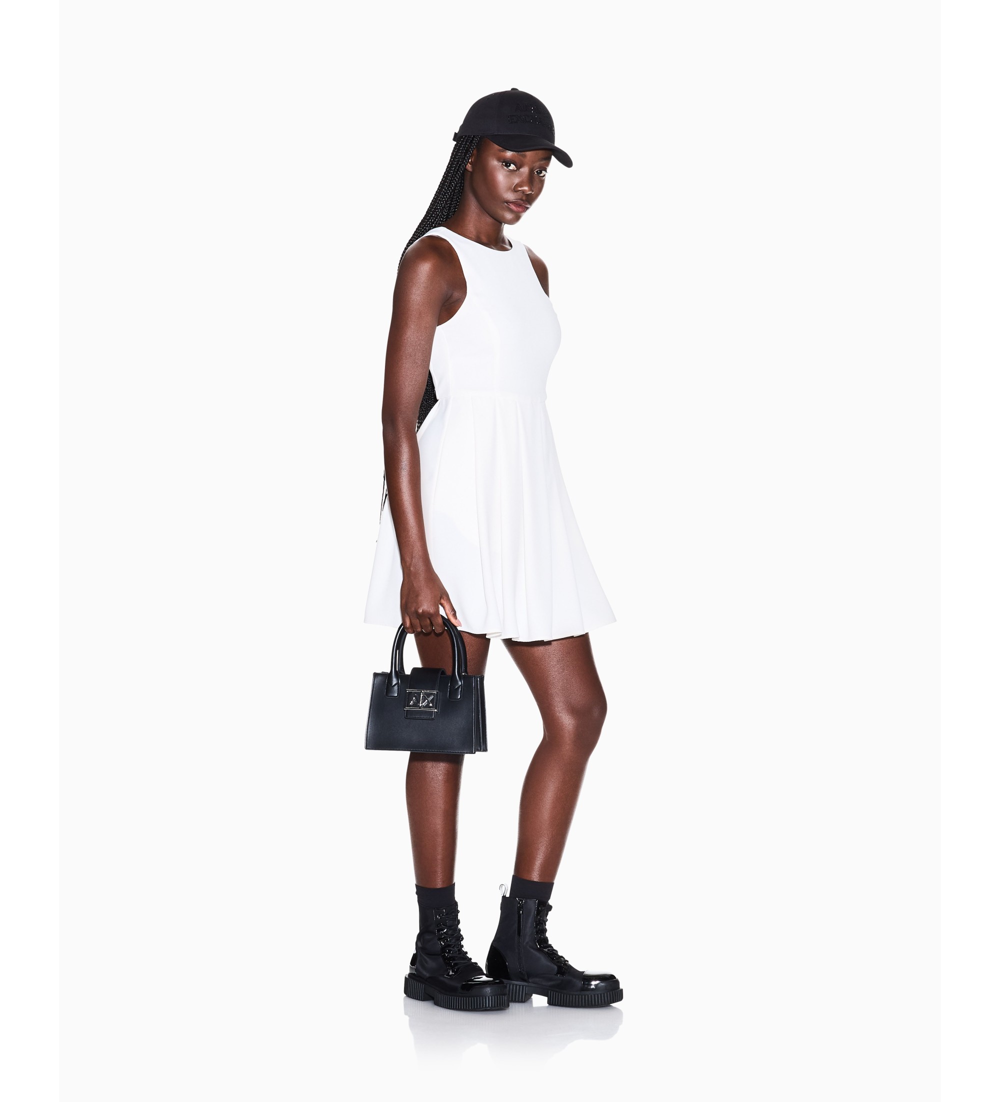 A|X Armani Exchange für Damen. XW002282AF21555U1003 Klassisches weißes Kleid (XL), Lässig, Polyester, Ärmellos / Hosenträger