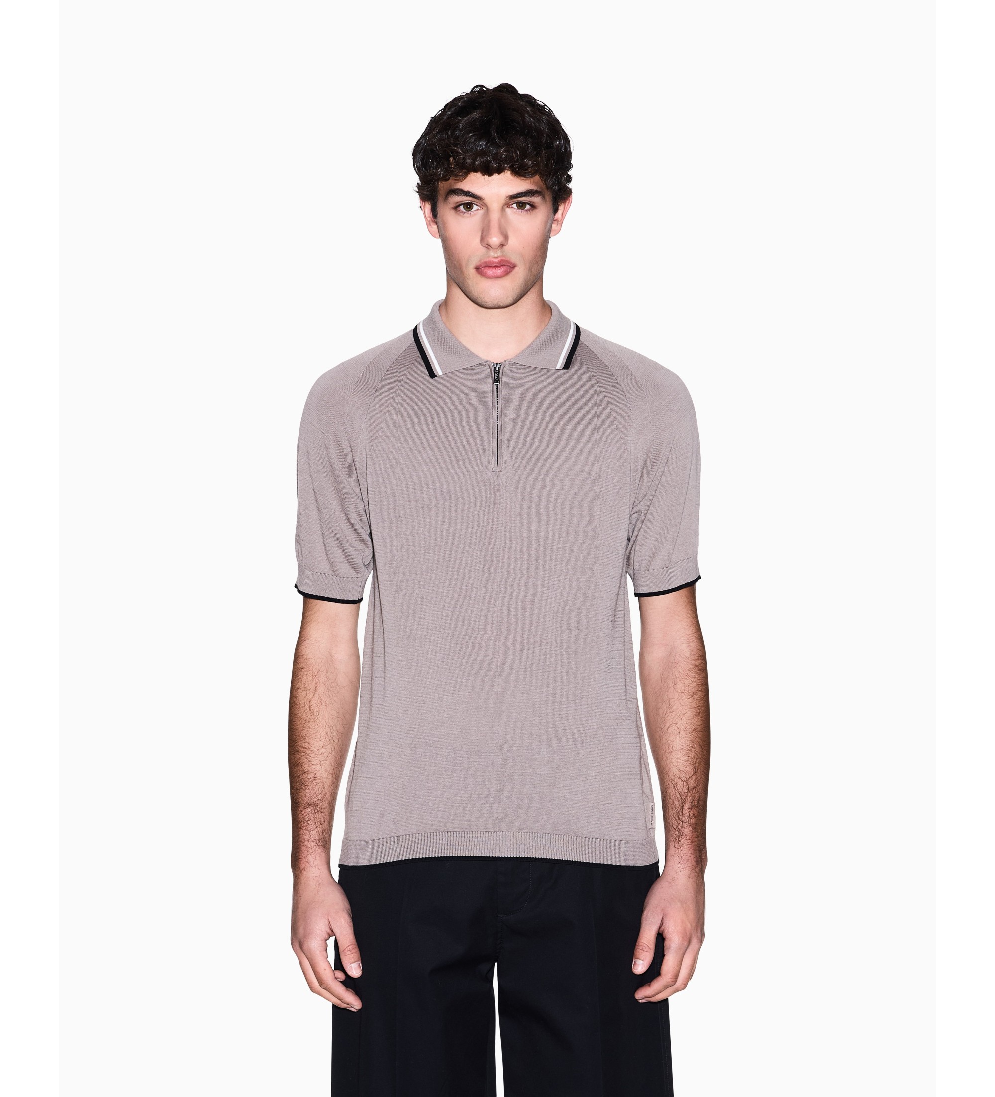 A|X Armani Exchange für Herren. XM001977AF20139U6107 Polo-Strick Driftwood grau (S), Lässig, Baumwolle, Kurzarm