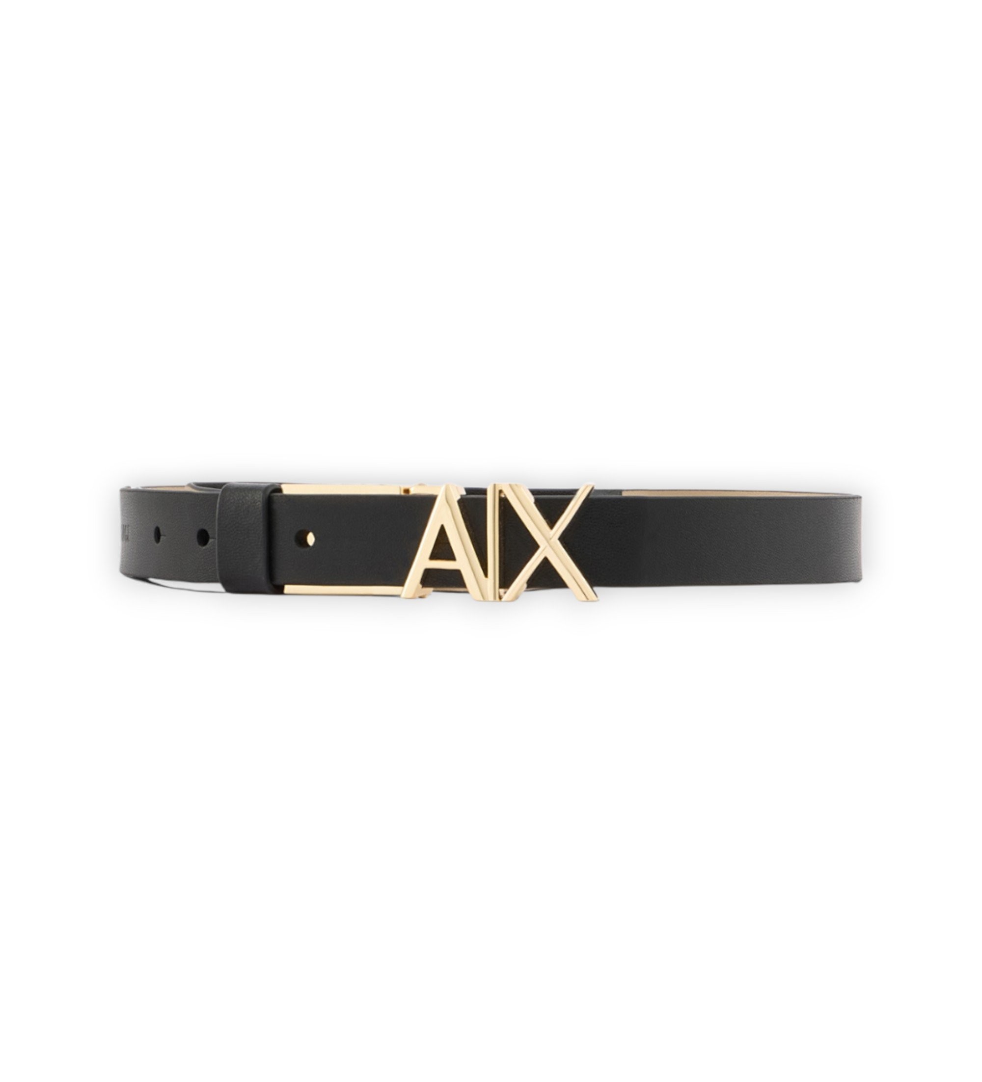 A|X Armani Exchange für Damen. XW002127AF17157MC379 Schwarzer schmaler Gürtel (OSFA), Lässig, Klassisch, Leder