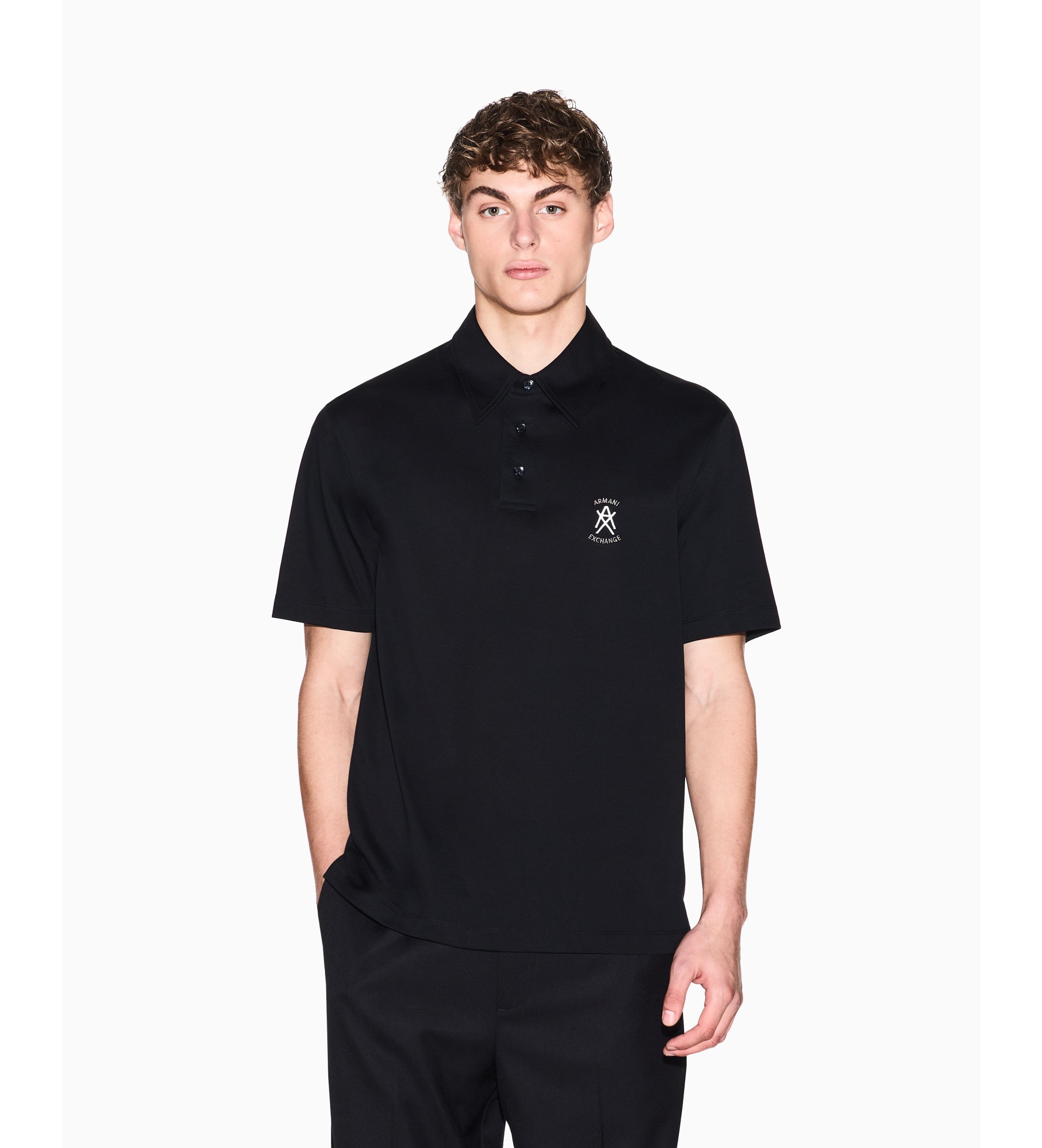 A|X Armani Exchange für Herren. XM002209AF10364UC001 Polohemd Premium schwarz (S), Lässig, Baumwolle, Kurzarm