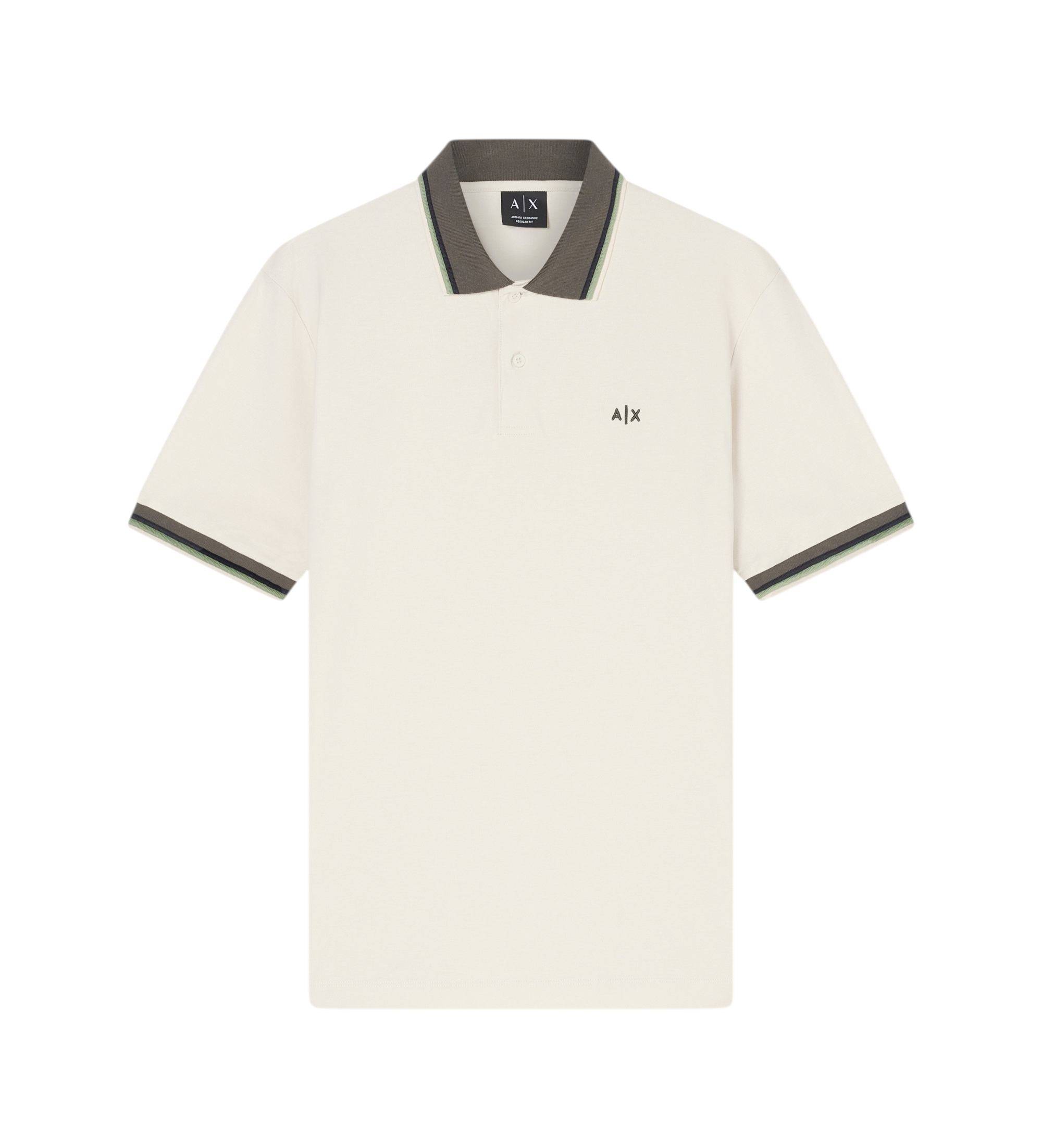 A|X Armani Exchange für Herren. XM002329AF13026U1074 Hochwertiges beiges Poloshirt (L), Lässig, Baumwolle, Kurzarm