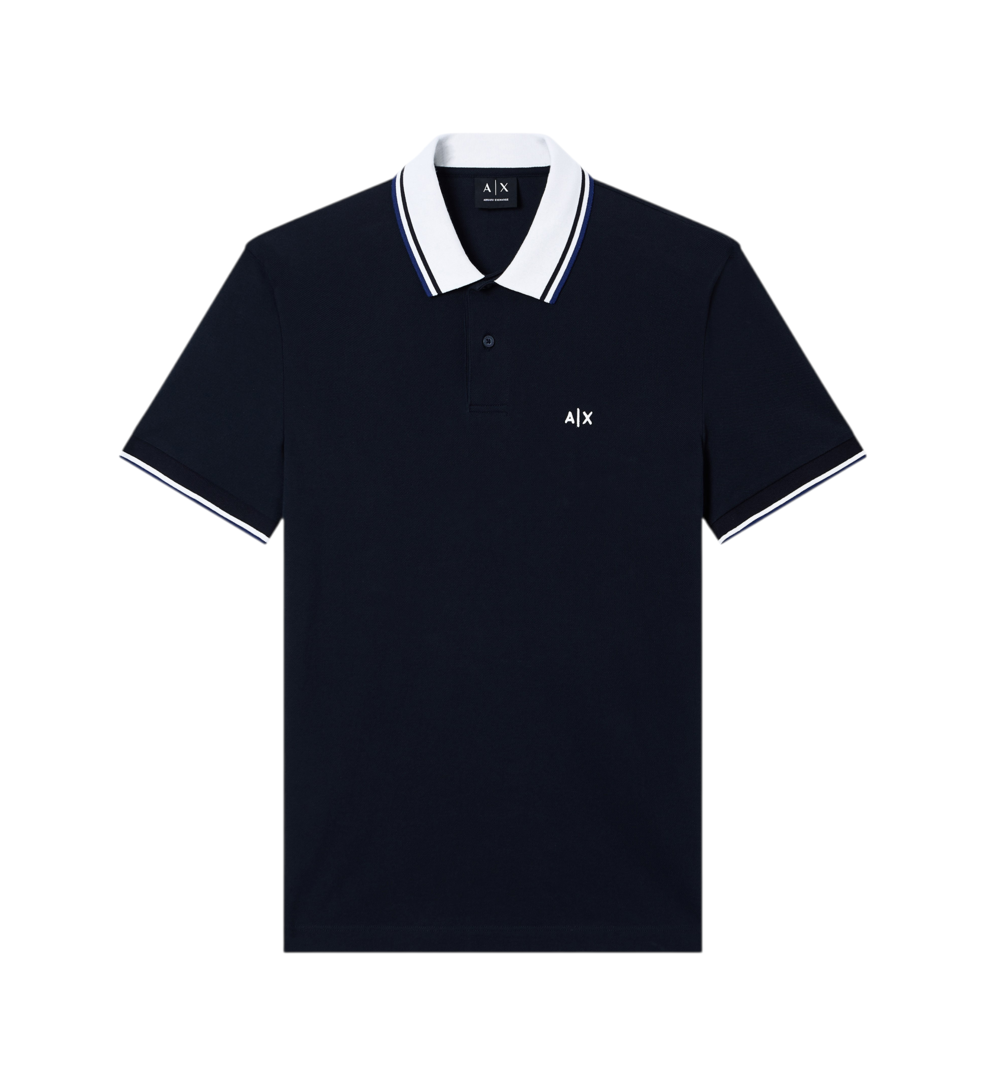 A|X Armani Exchange für Herren. XM002350AF10366UB101 Schmal geschnittenes marineblaues Poloshirt (L), Lässig, Grün, Baumwolle, Kurzarm