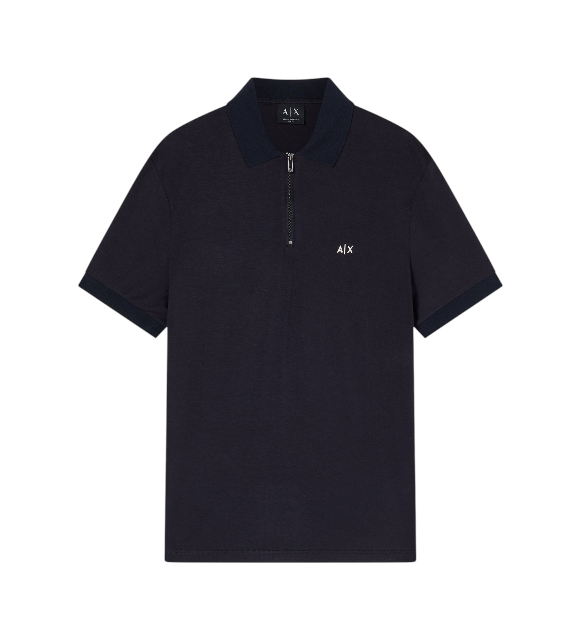 A|X Armani Exchange für Herren. XM002372AF21936UB101 Tiefblaues Poloshirt (L), Lässig, Viskose, Kurzarm, Marine