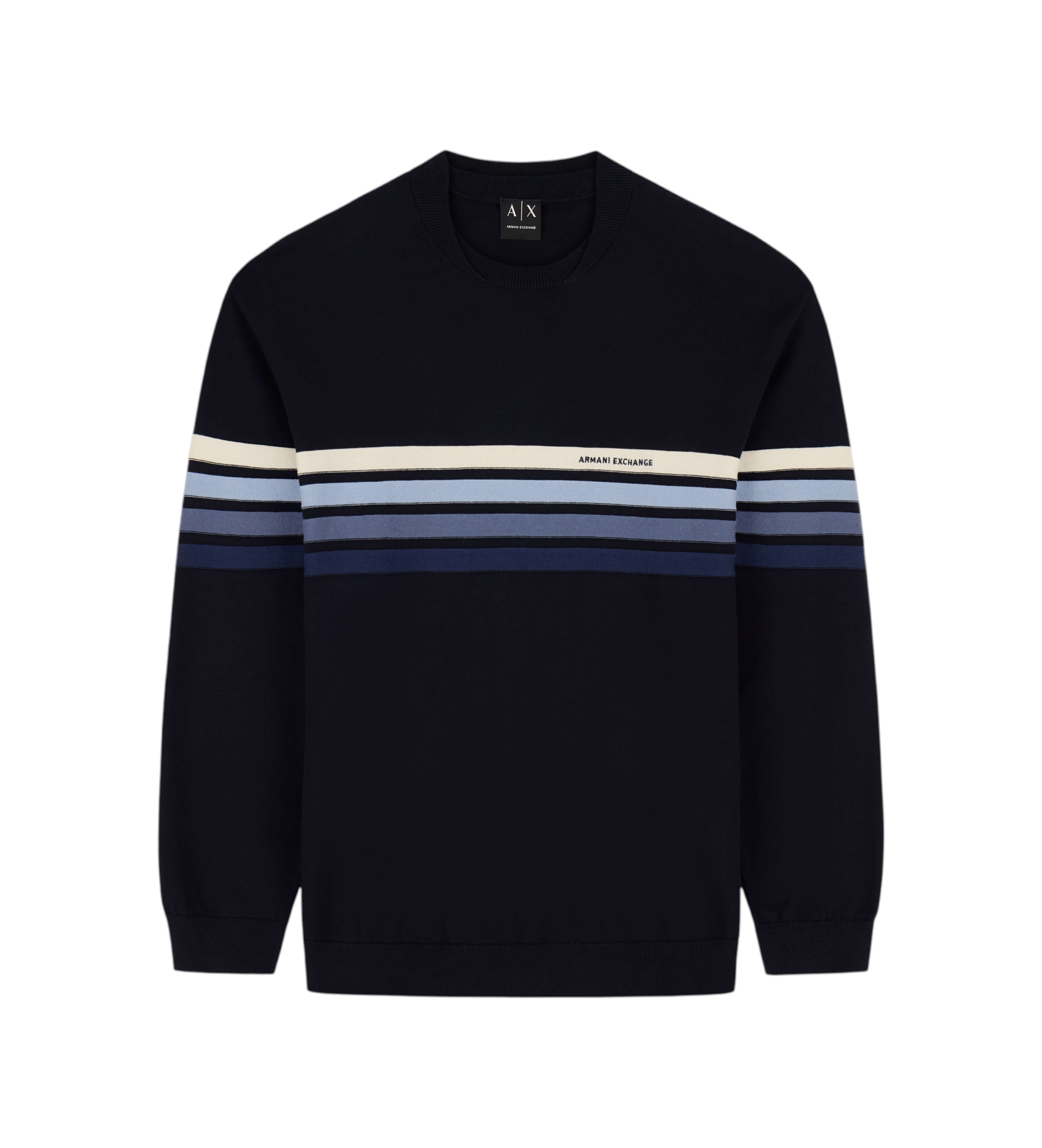A|X Armani Exchange für Herren. XM002424AF11960MB571 Gestreifter Strickpullover in Marineblau (XL), Lässig, Baumwolle