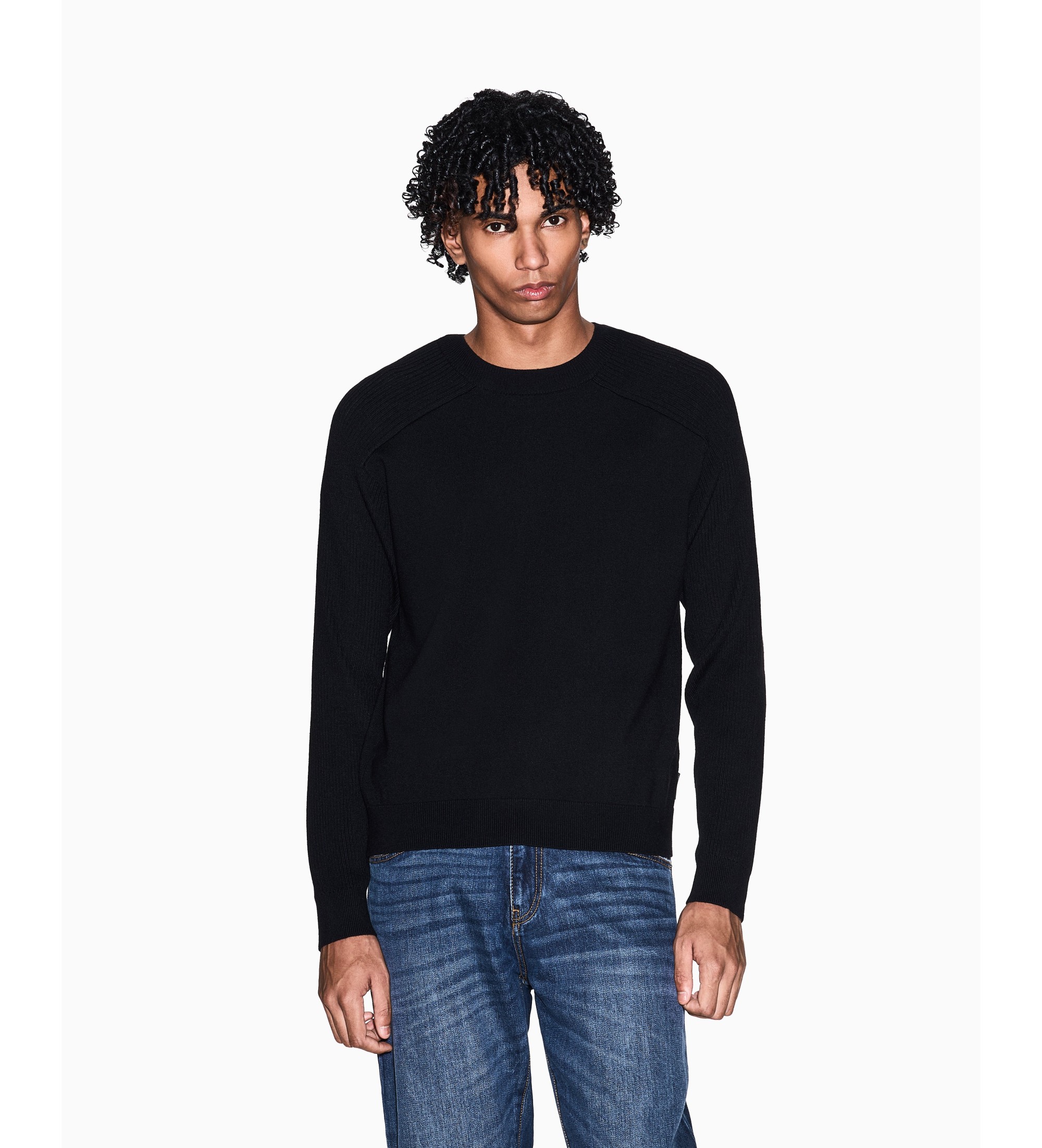 A|X Armani Exchange für Herren. XM002825AF10348UC001 Elegant Premium Pullover schwarz (M), Wolle, Klassisch, Langarm