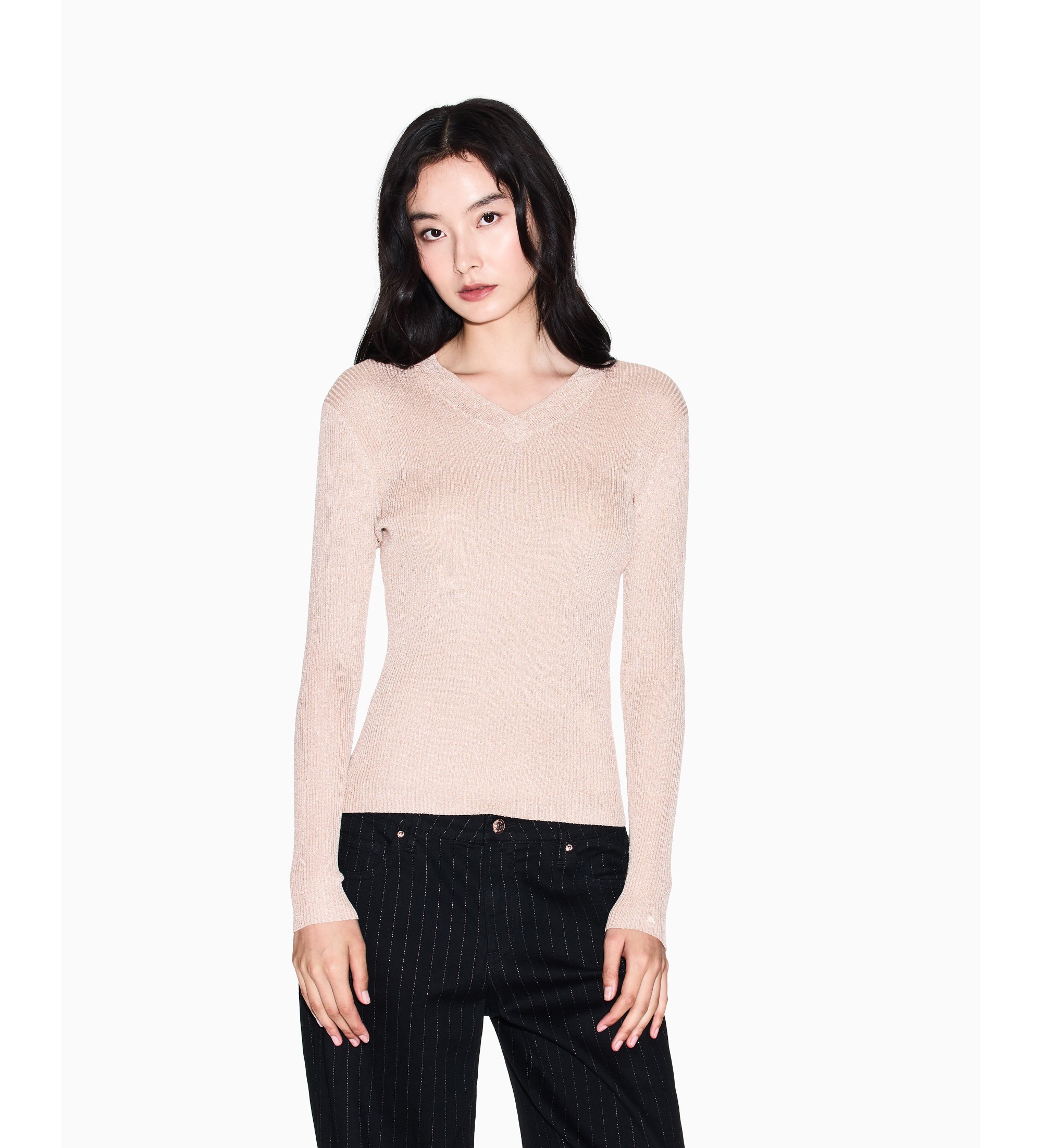 A|X Armani Exchange für Damen. XW001874AF11957M4014 Schmaler V-Pullover rosa (S), Lässig, Klassisch, Viskose