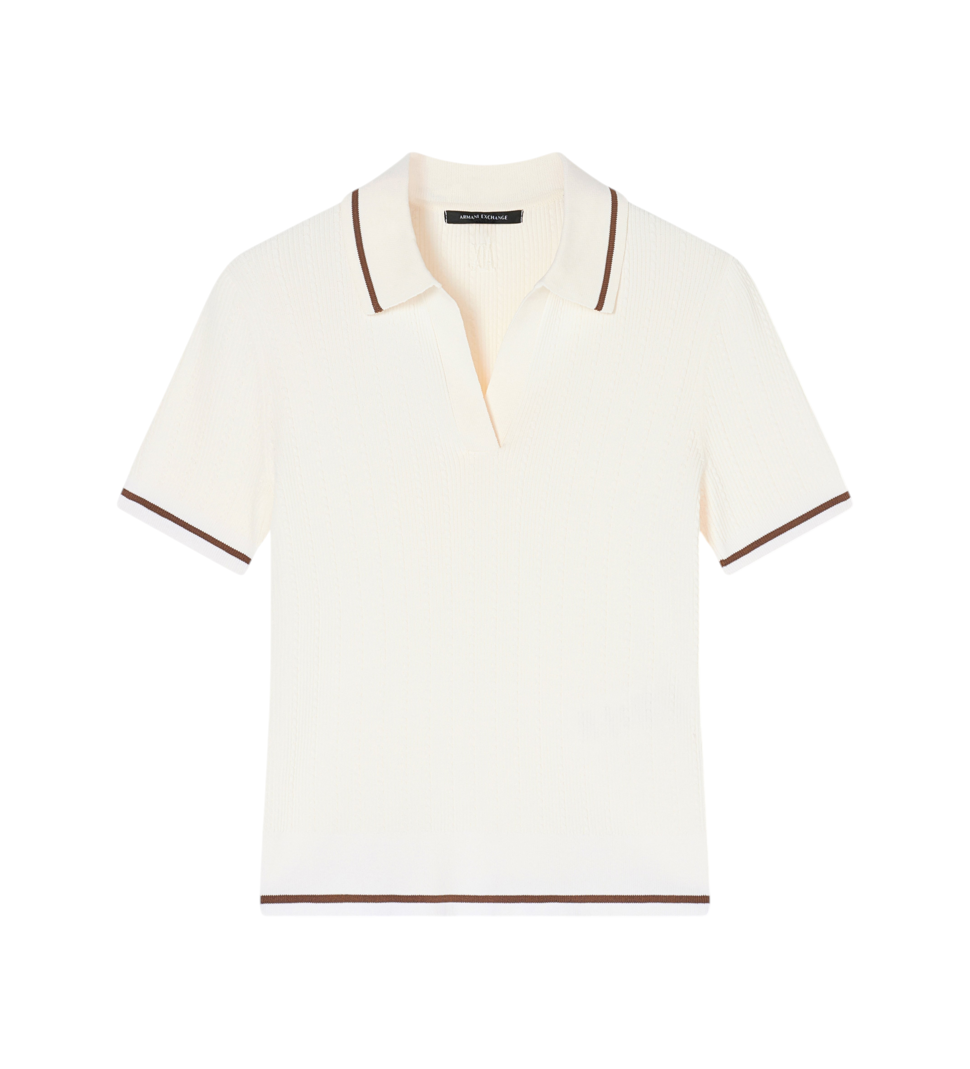A|X Armani Exchange für Damen. XW001897AF10352U1003 Weißes Kurzarm-Poloshirt (XL), Lässig, Viskose