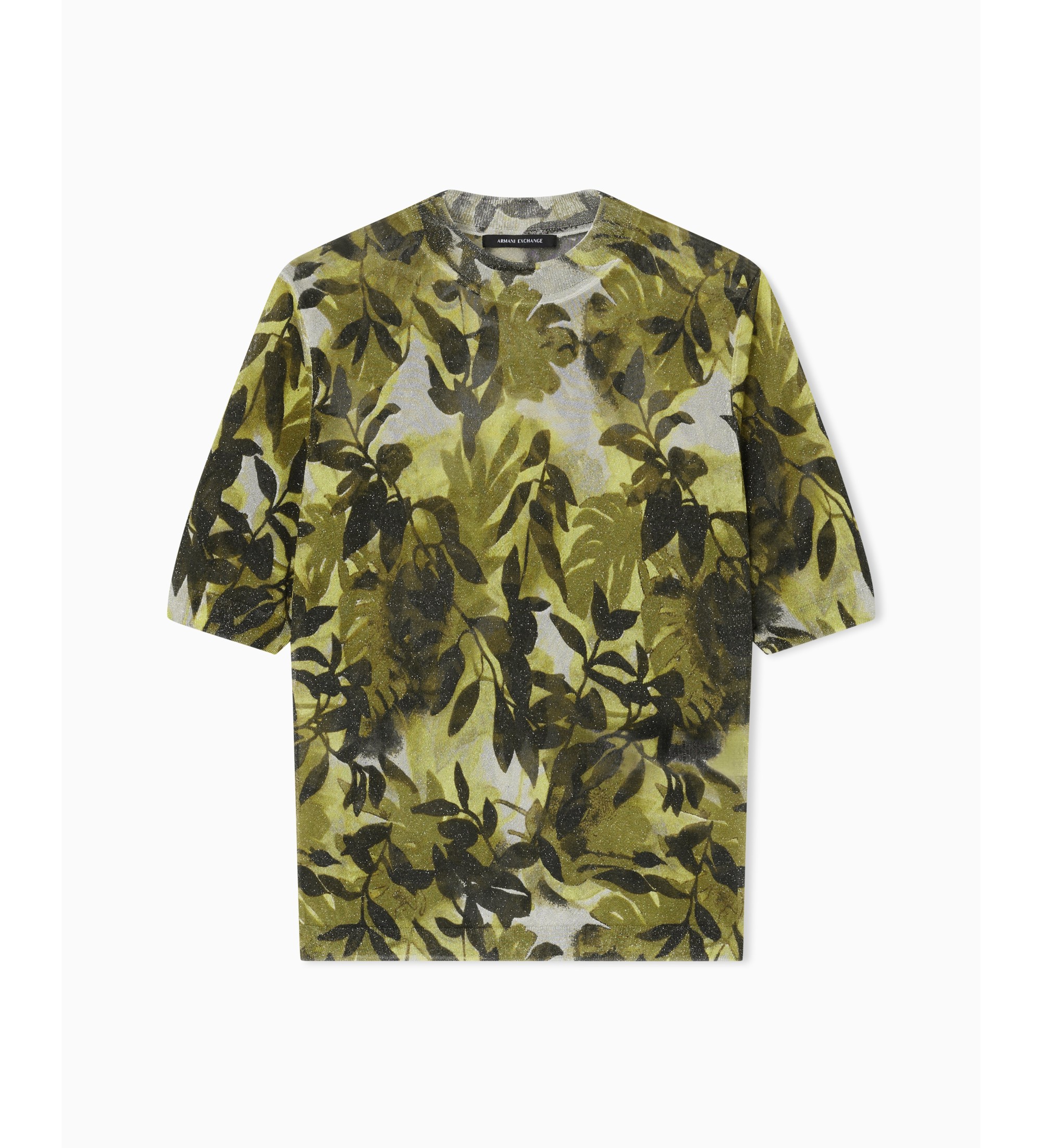 A|X Armani Exchange für Damen. XW001909AF21576F7137 T-Shirt mit grünem Ibiza-Druck (XL), Lässig, Viskose, Kurzarm
