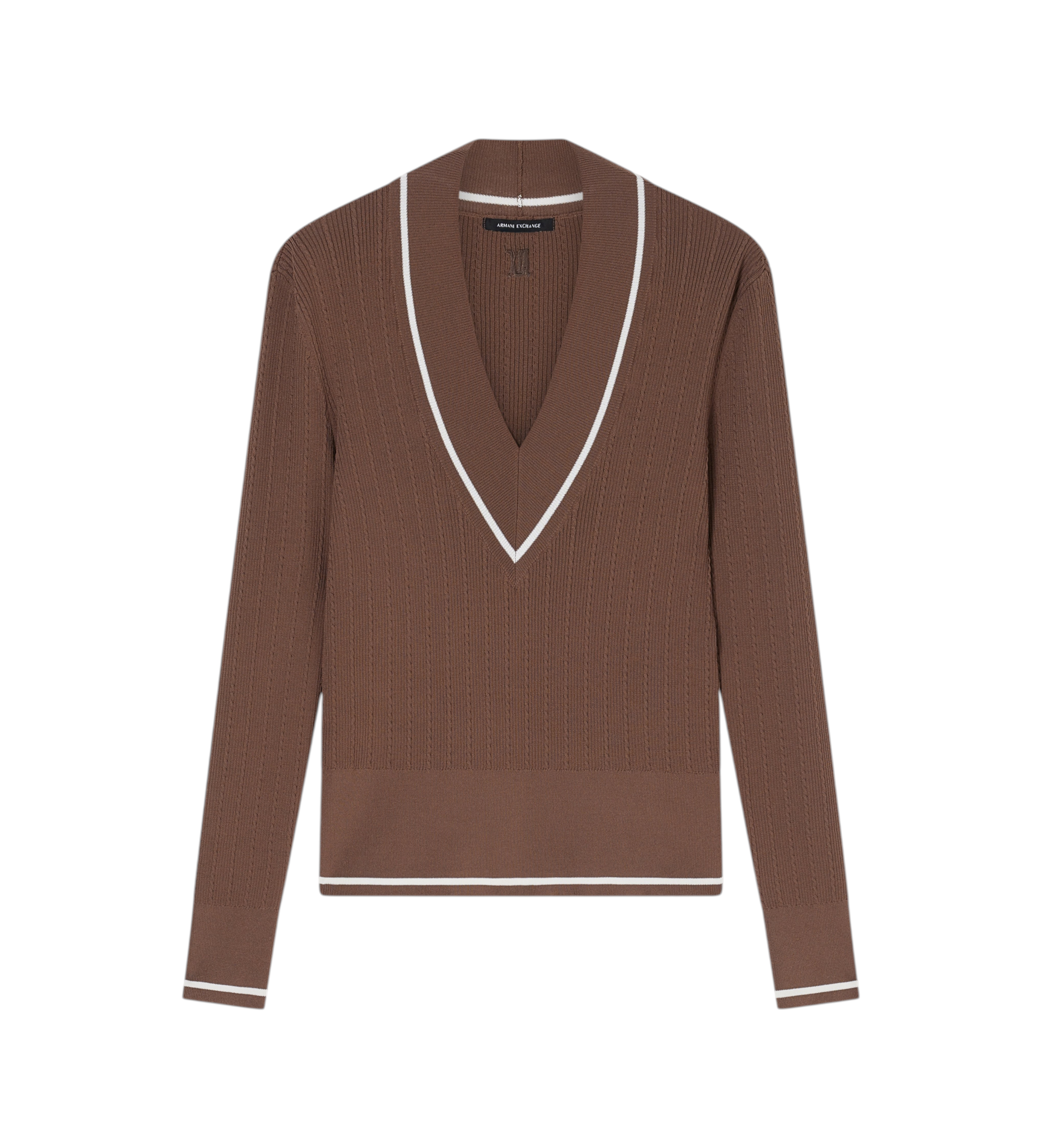 A|X Armani Exchange für Damen. XW002242AF10352U6136 V-Ausschnitt-Pullover braun (M), Lässig, Viskose, Langarm