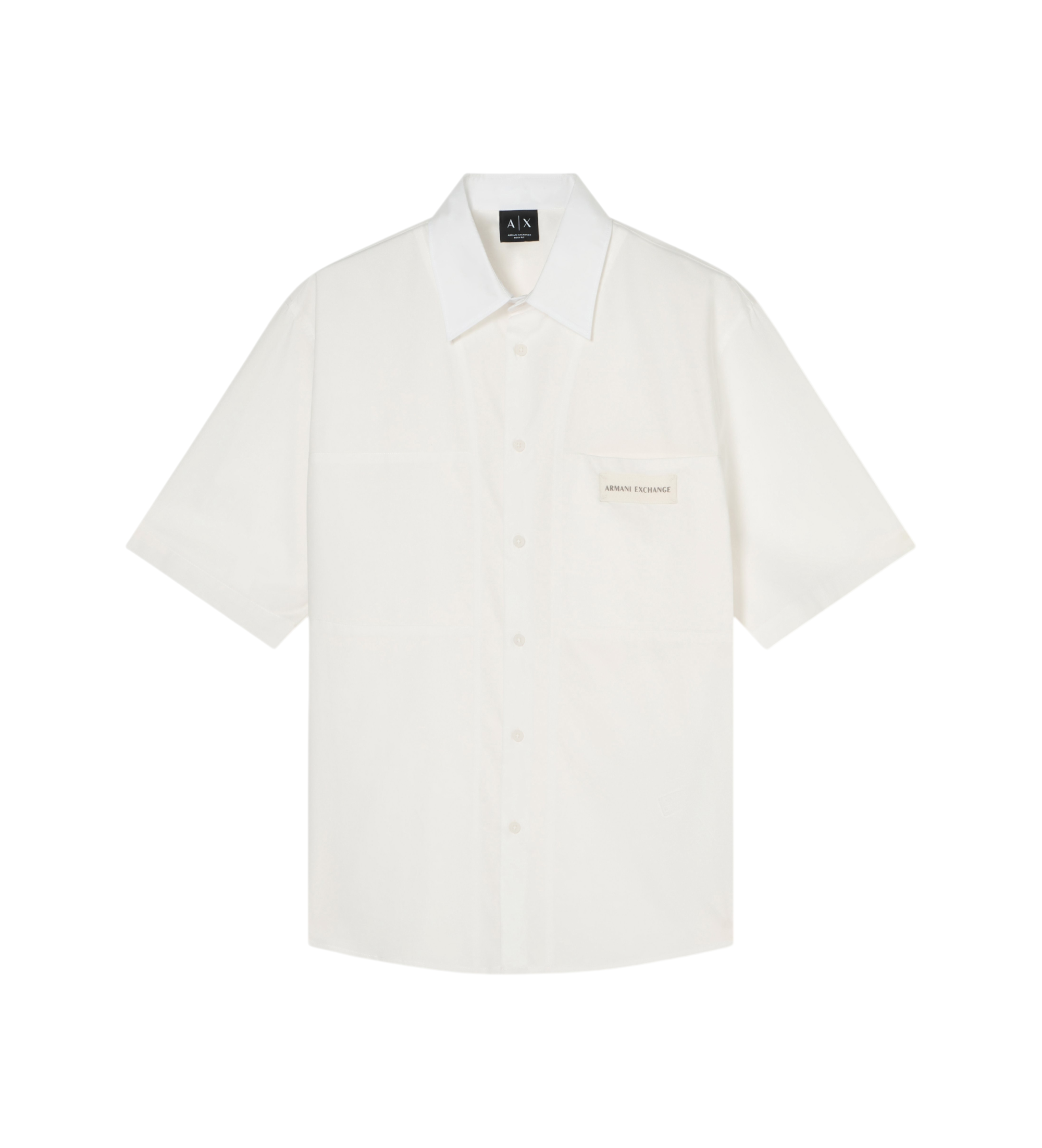 A|X Armani Exchange für Herren. XM002317AF24533U0009 Klassisches Basic-Hemd weiß (M), Lässig, Baumwolle, Kurzarm