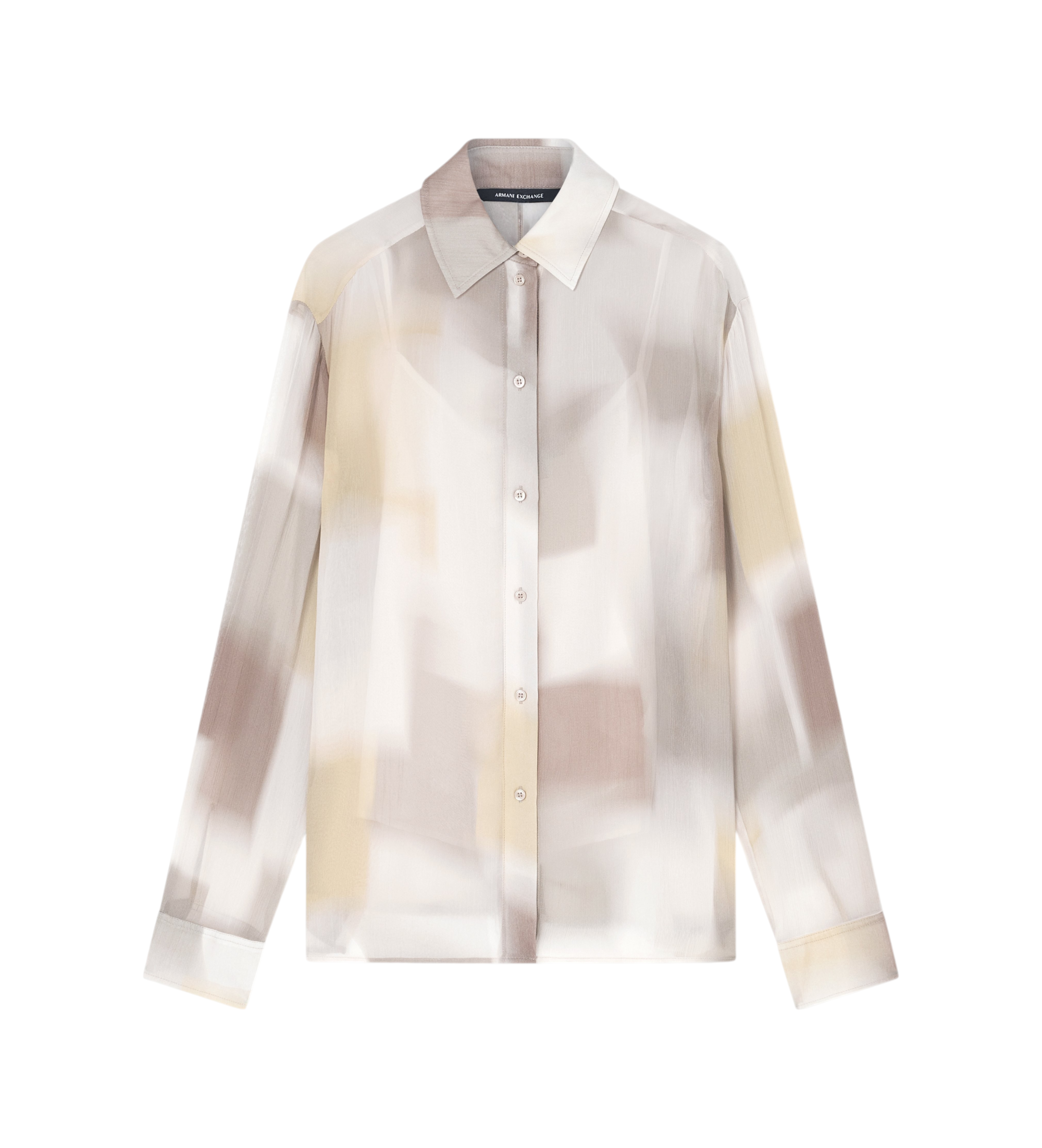 A|X Armani Exchange für Damen. XW001966AF21554F1060 Horizon Print mehrfarbig Hemd (L), Lässig, Viskose, Kurzarm