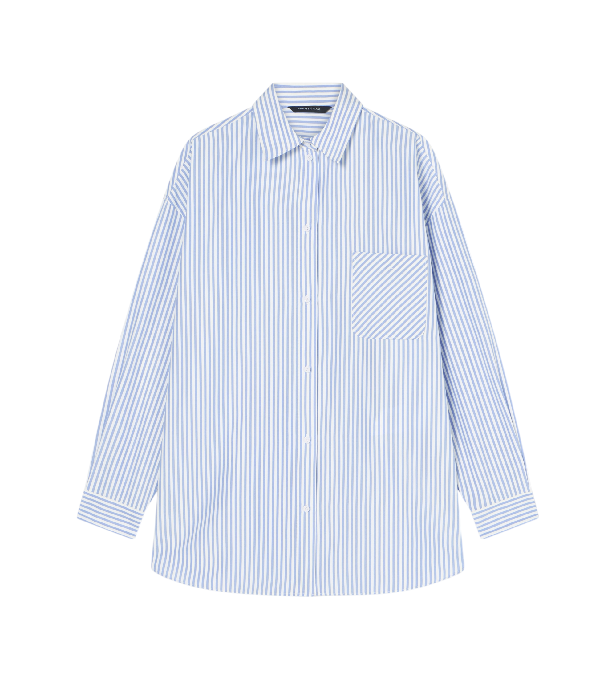 A|X Armani Exchange für Damen. XW002034AF21535MB088 Blaues Hemd mit Merinokragen (S), Lässig, Polyester, Langarm