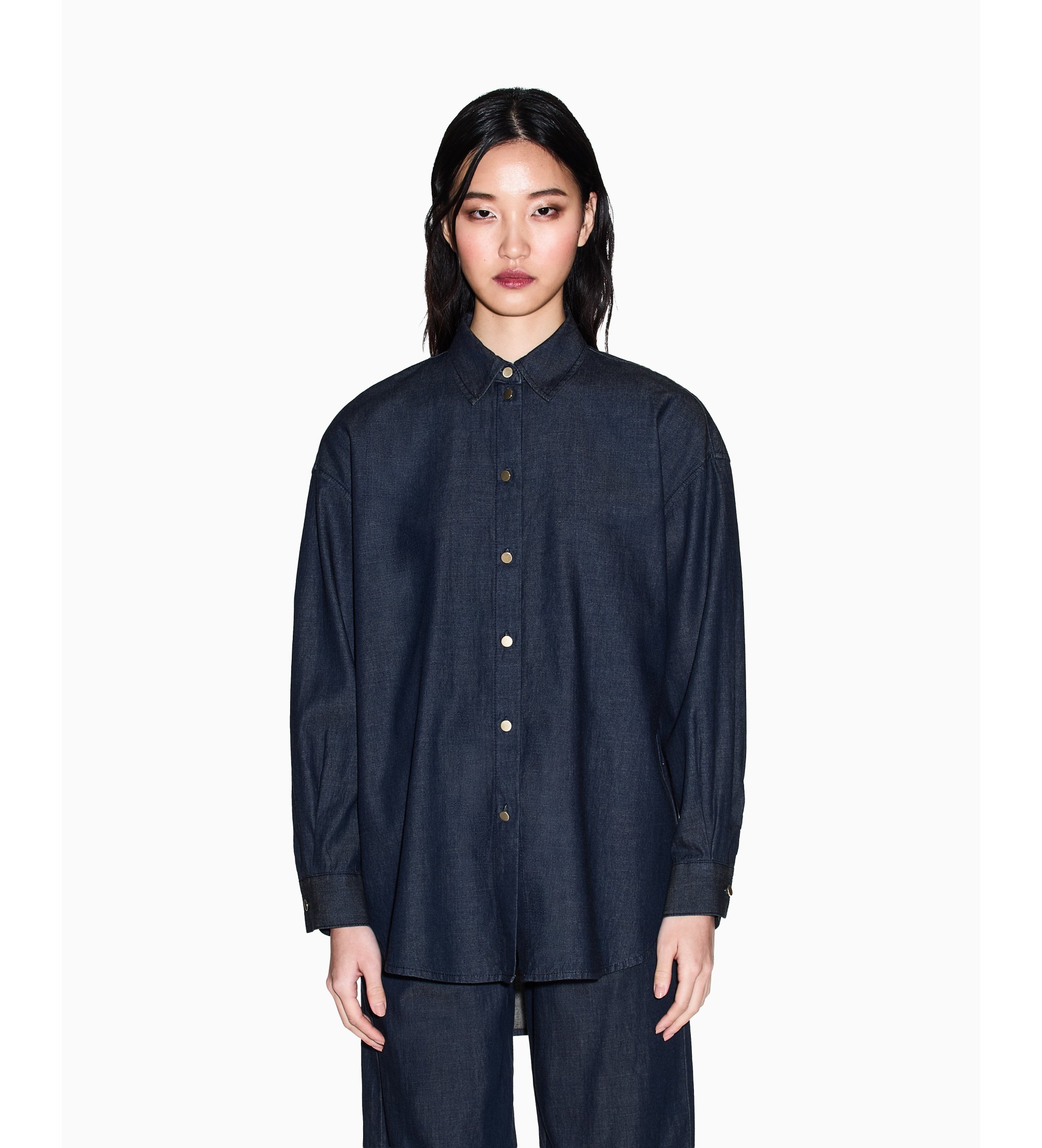 A|X Armani Exchange für Damen. XW002258AF21337MB001 Relax Shirt navy (L), Lässig, Baumwolle, Langarm, Marine