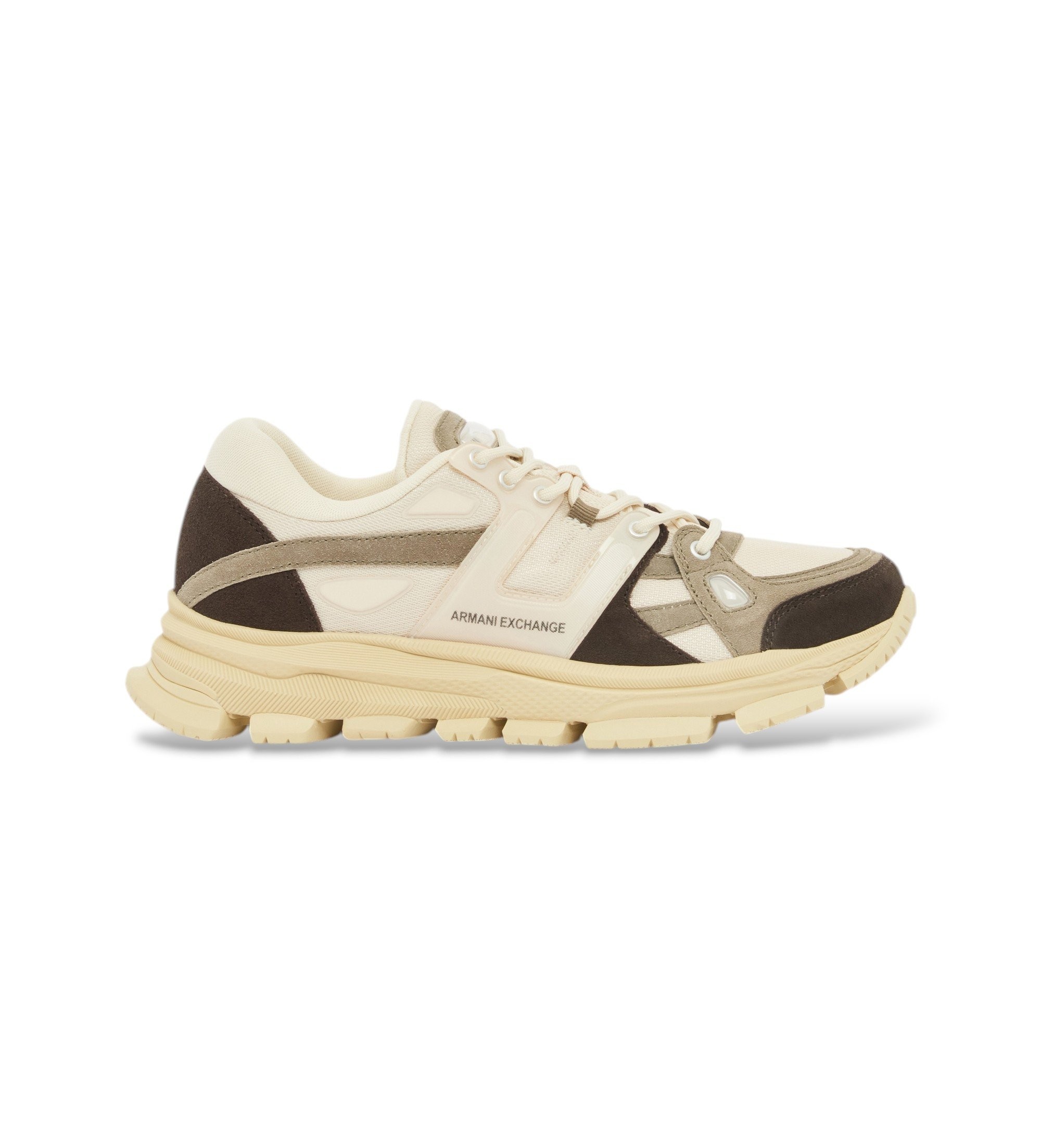 A|X Armani Exchange für Herren. XM001678AF17356MZ714 Hochwertige beigefarbene Turnschuhe (42.5), Stoff, Schnürsenkel, Sportlich