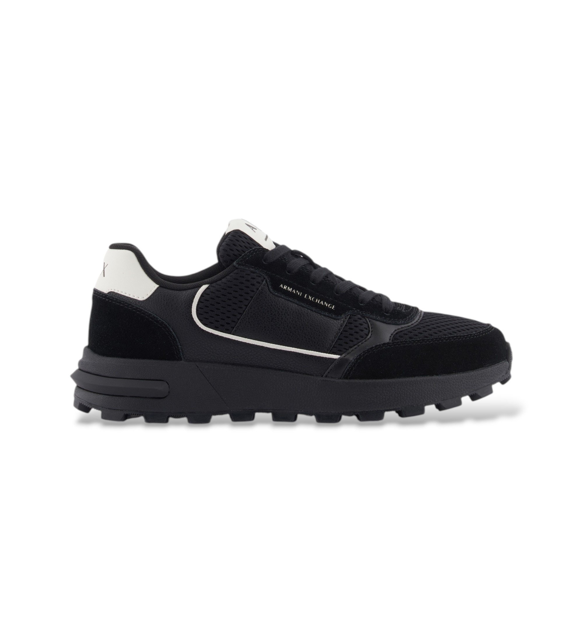 A|X Armani Exchange für Herren. XM002197AF17447MC024 Sneakers mit schwarzen Kontrasteinsätzen (44), Wohnung, Schnürsenkel, Lässig, Masche