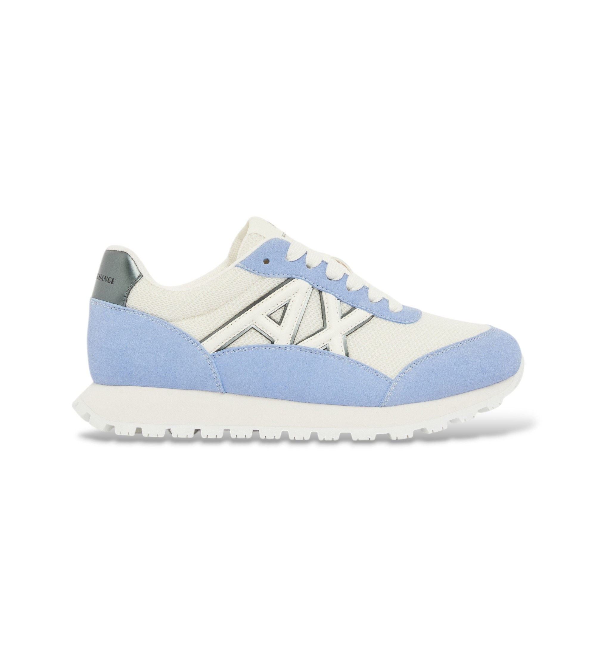 A|X Armani Exchange für Damen. XW002150AF19388MZ739 Sneakers mit Mesh-Einsätzen und blauer texturierter Gummisohle (38), Stoff, Wohnung, Sch
