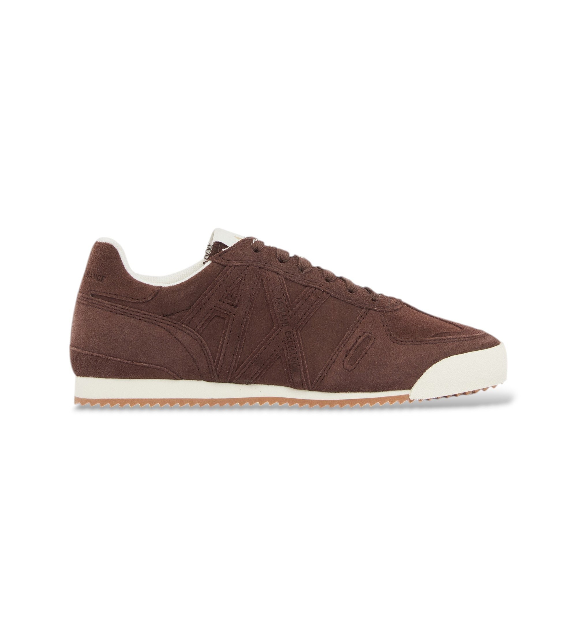 A|X Armani Exchange für Damen. XW002794AF19687U6018 Klassische Leder-Sneakers braun (35.5), Wohnung, Spaltleder, Schnürsenkel, Lässig