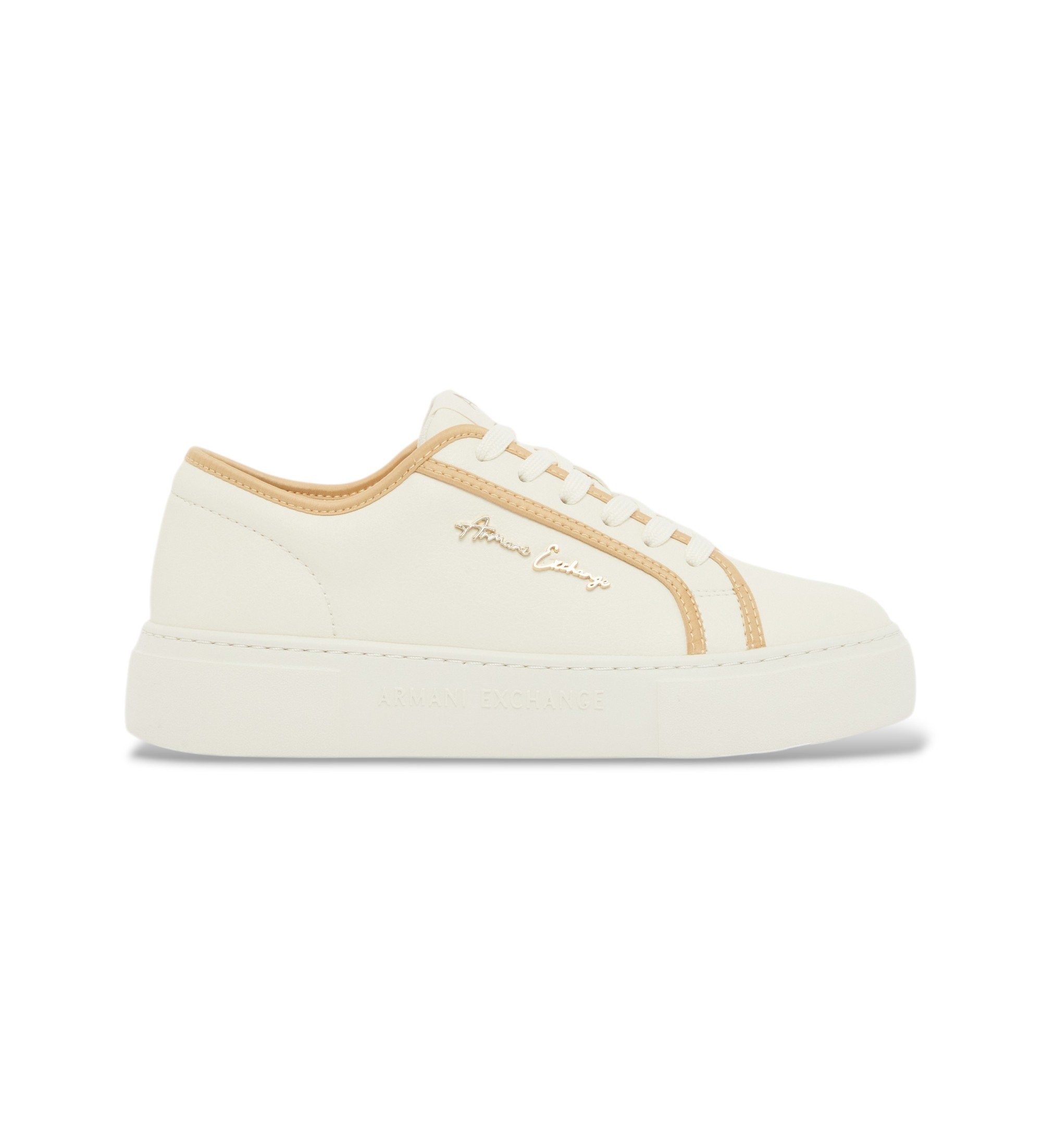 A|X Armani Exchange für Damen. XW002804AF25158MZ128 Lifestyle beige Turnschuhe (37.5), Schwarz, 3 bis 5 cm, Schnürsenkel, Lässig