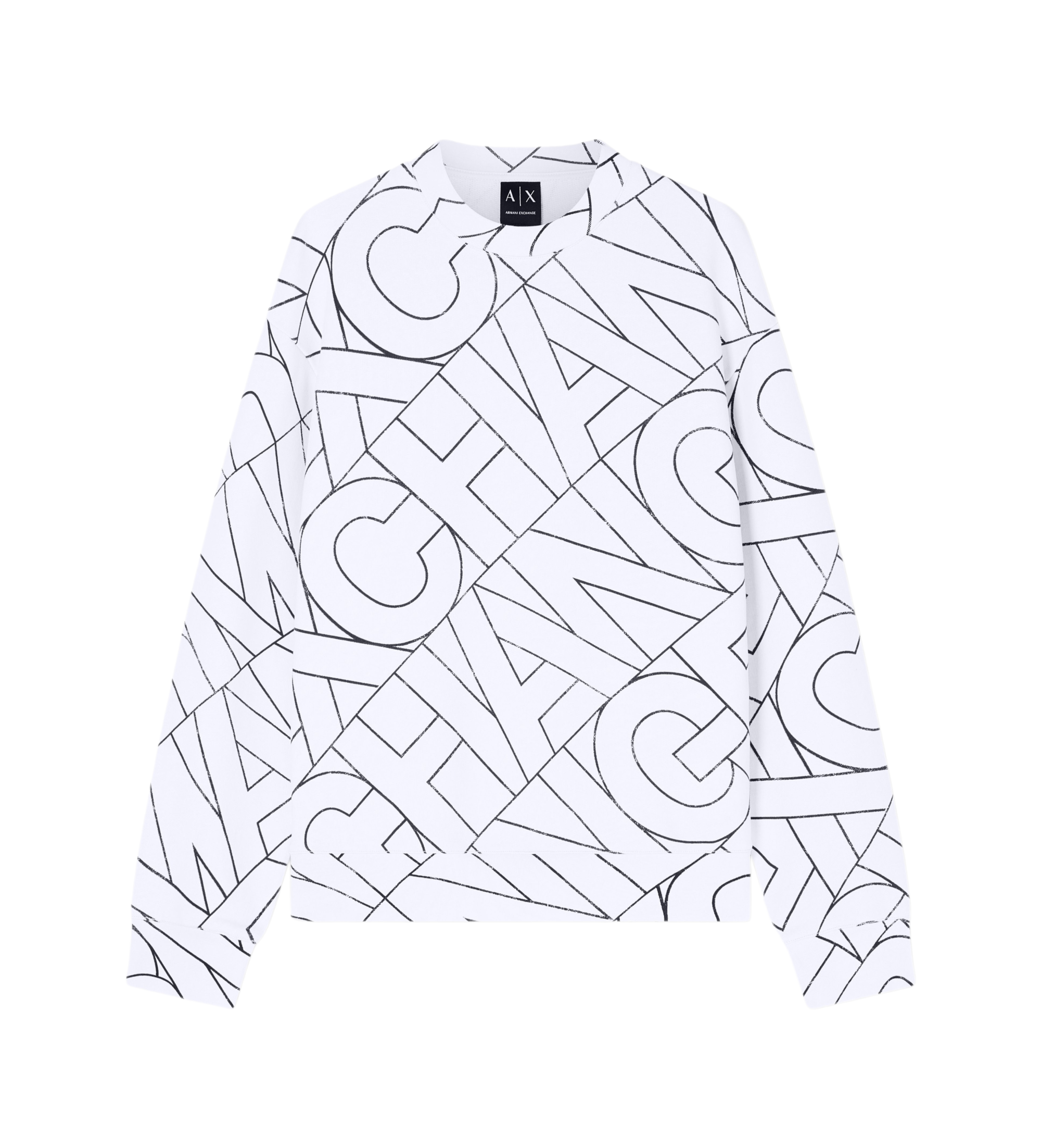 A|X Armani Exchange für Herren. XM002364AF24635F1173 Sweatshirt Diagonal Schriftzug weiß (XL), Lässig, Baumwolle, Kurzarm