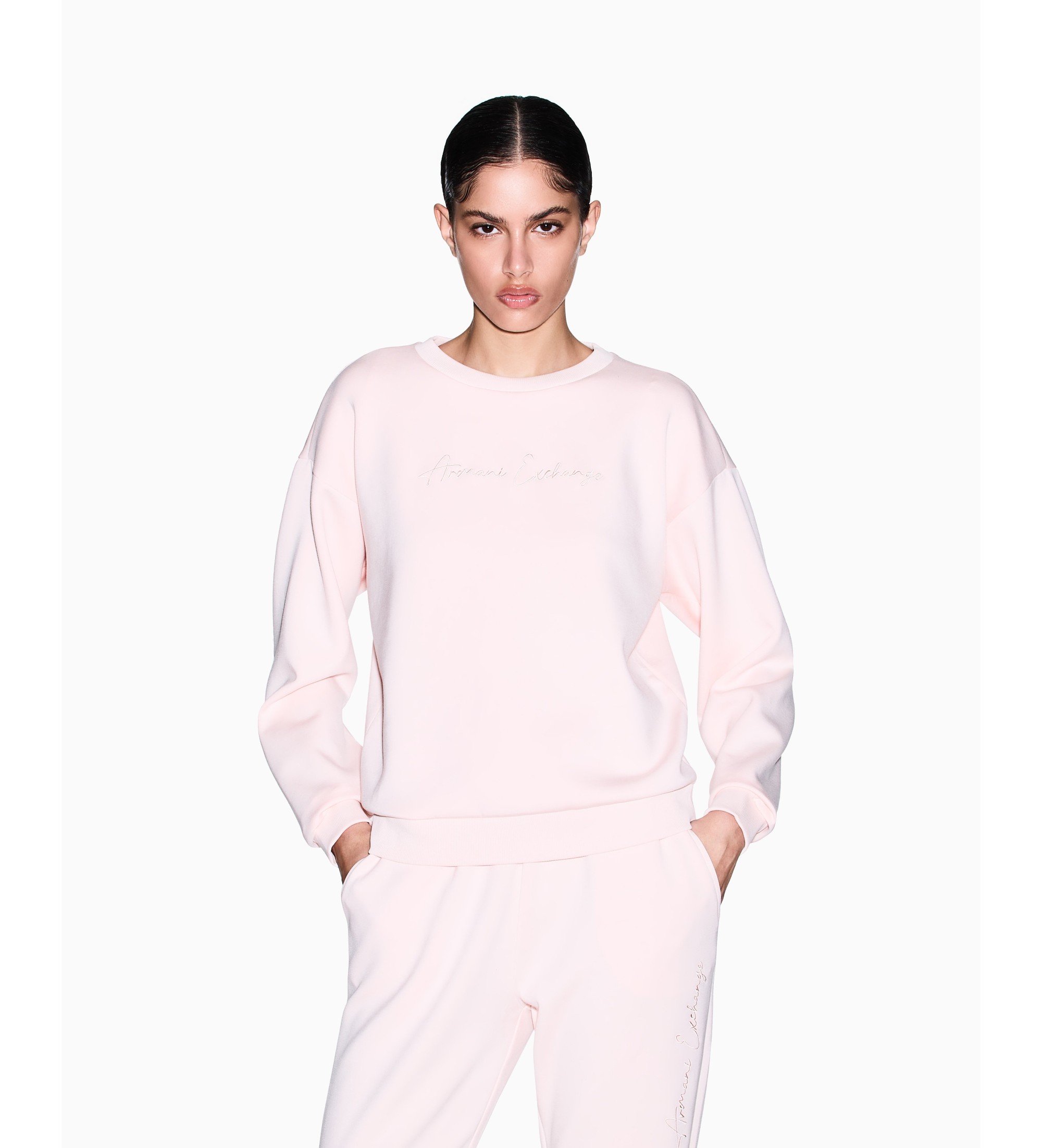A|X Armani Exchange für Damen. XW000835AF13397U4104 Lässiges rosa Premium-Sweatshirt (L), Viskose, Langarm