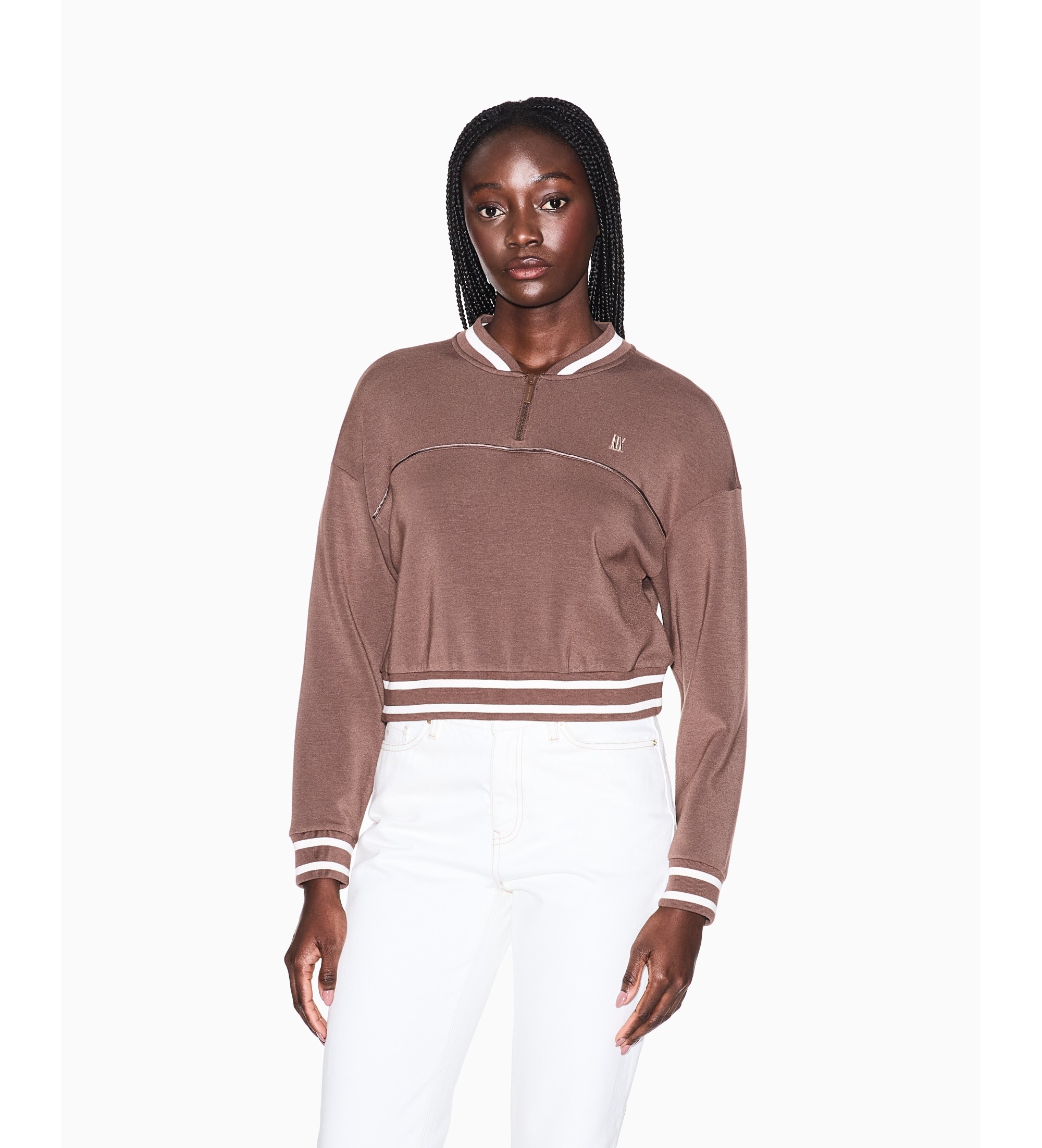 A|X Armani Exchange für Damen. XW001748AF10804U6136 Beigefarbenes Bomber-Sweatshirt (S), Lässig, AWPS (Izas), Modal