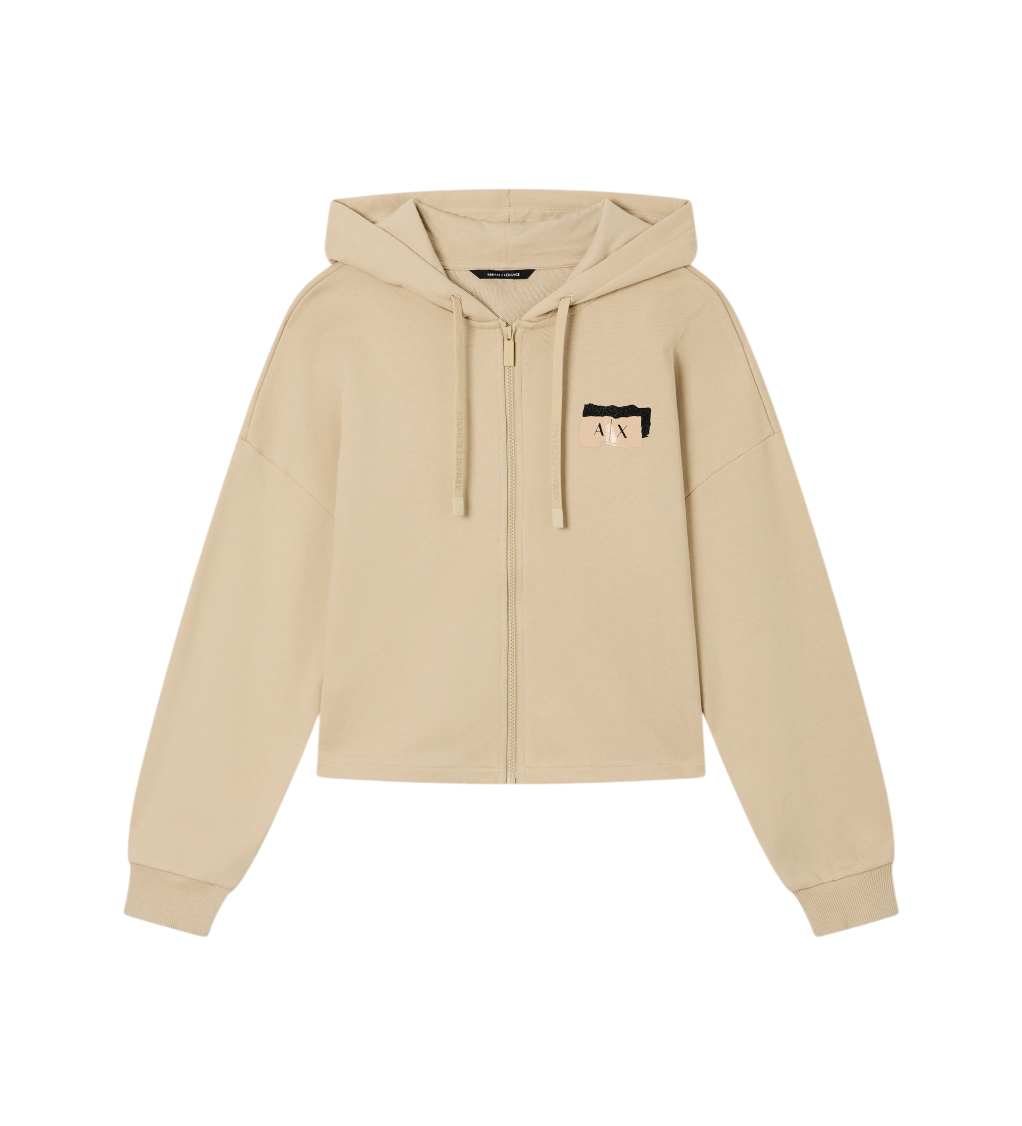 A|X Armani Exchange für Damen. XW001800AF24312U6149 Beigefarbenes Sweatshirt mit Kapuze (XL), Weiß, Lässig, Baumwolle, Langarm