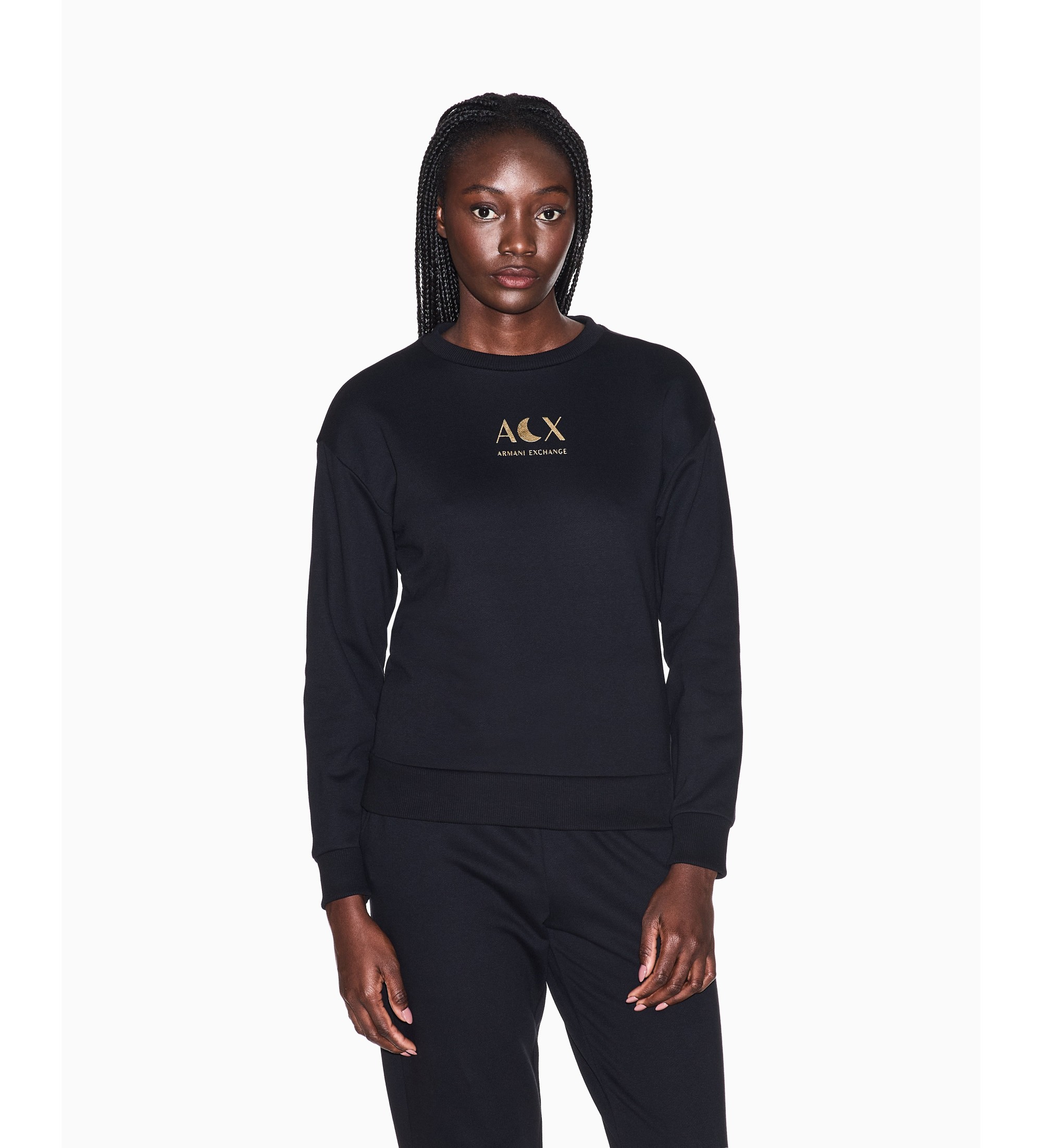A|X Armani Exchange für Damen. XW001846AF18853UC001 Schwarzes French-Terry-Sweatshirt (XS), Lässig, Baumwolle