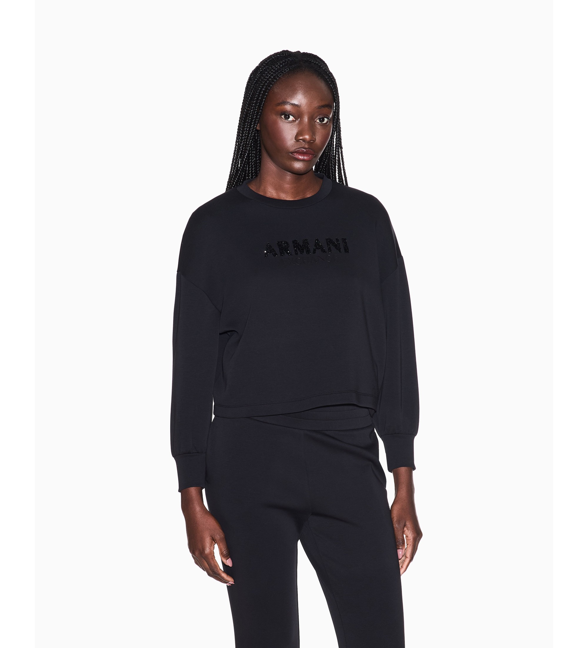 A|X Armani Exchange für Damen. XW002049AF21298UC001 Boxy Sweatshirt schwarz (M), Lässig, Baumwolle