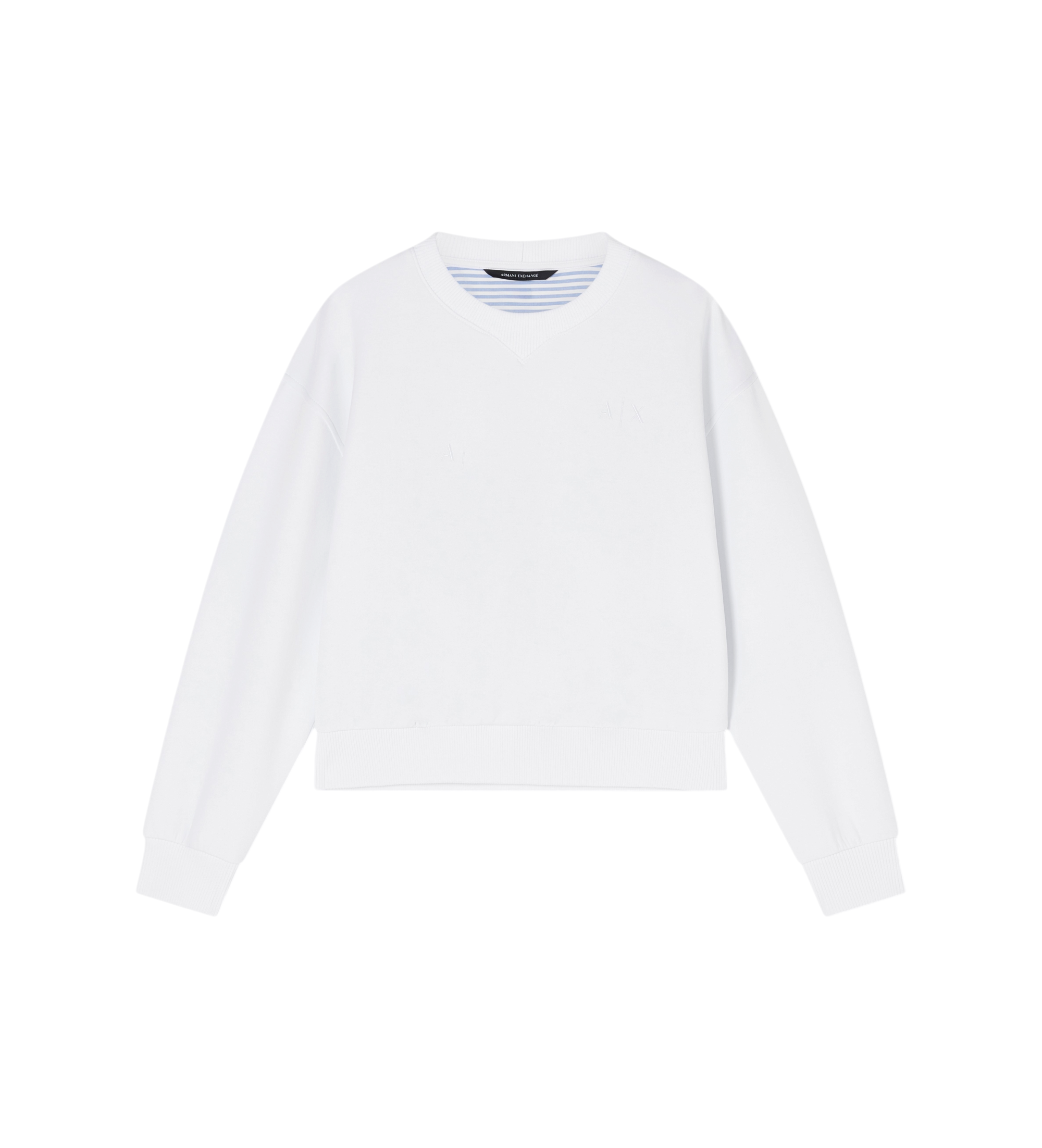 A|X Armani Exchange für Damen. XW002080AF21298U0002 Rundhals-Sweatshirt mit kontrastierendem weißem Rücken (S), Lässig, Baumwolle, Langarm