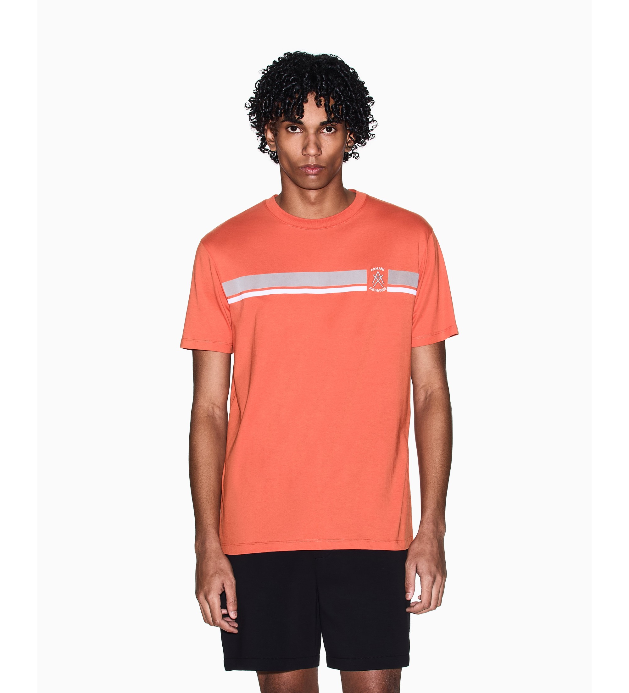 A|X Armani Exchange für Herren. XM001792AF12308U3040 T-Shirt Streifen Rost (XXL), Blau, Lässig, Baumwolle, Kurzarm