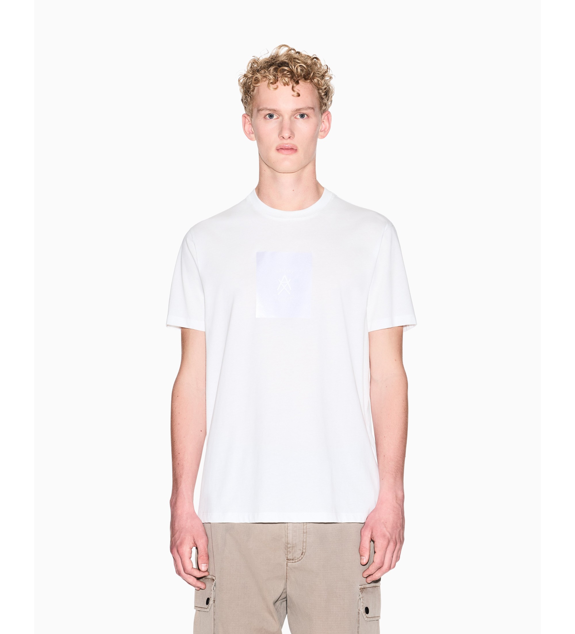 A|X Armani Exchange für Herren. XM002213AF10356U0009 Elegantes T-shirt weiß (S), Lässig, Baumwolle, Kurzarm