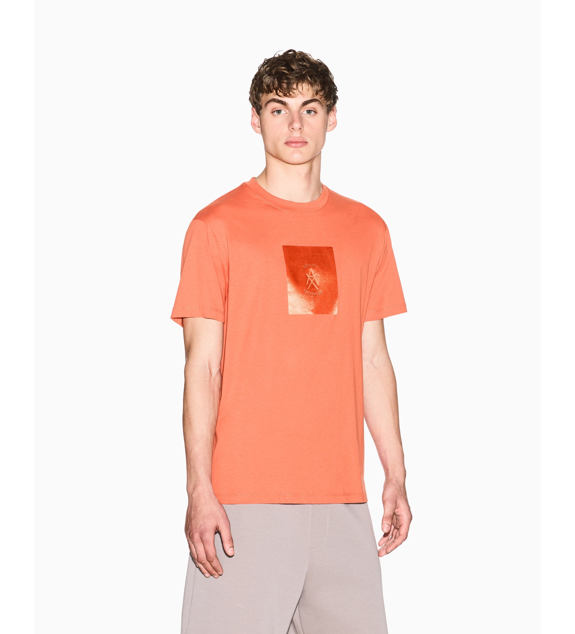 A|X Armani Exchange für Herren. XM002213AF10356U3040 Regelmäßiges T-Shirt orange (L), Lässig, Rosa, Baumwolle, Kurzarm